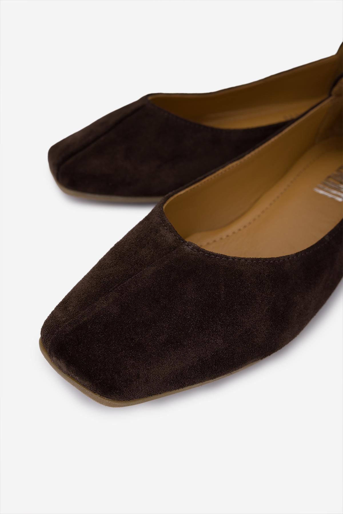 Valmenti Kadın Hakiki Deri Kahverengi Süet Babet Ayakkabı