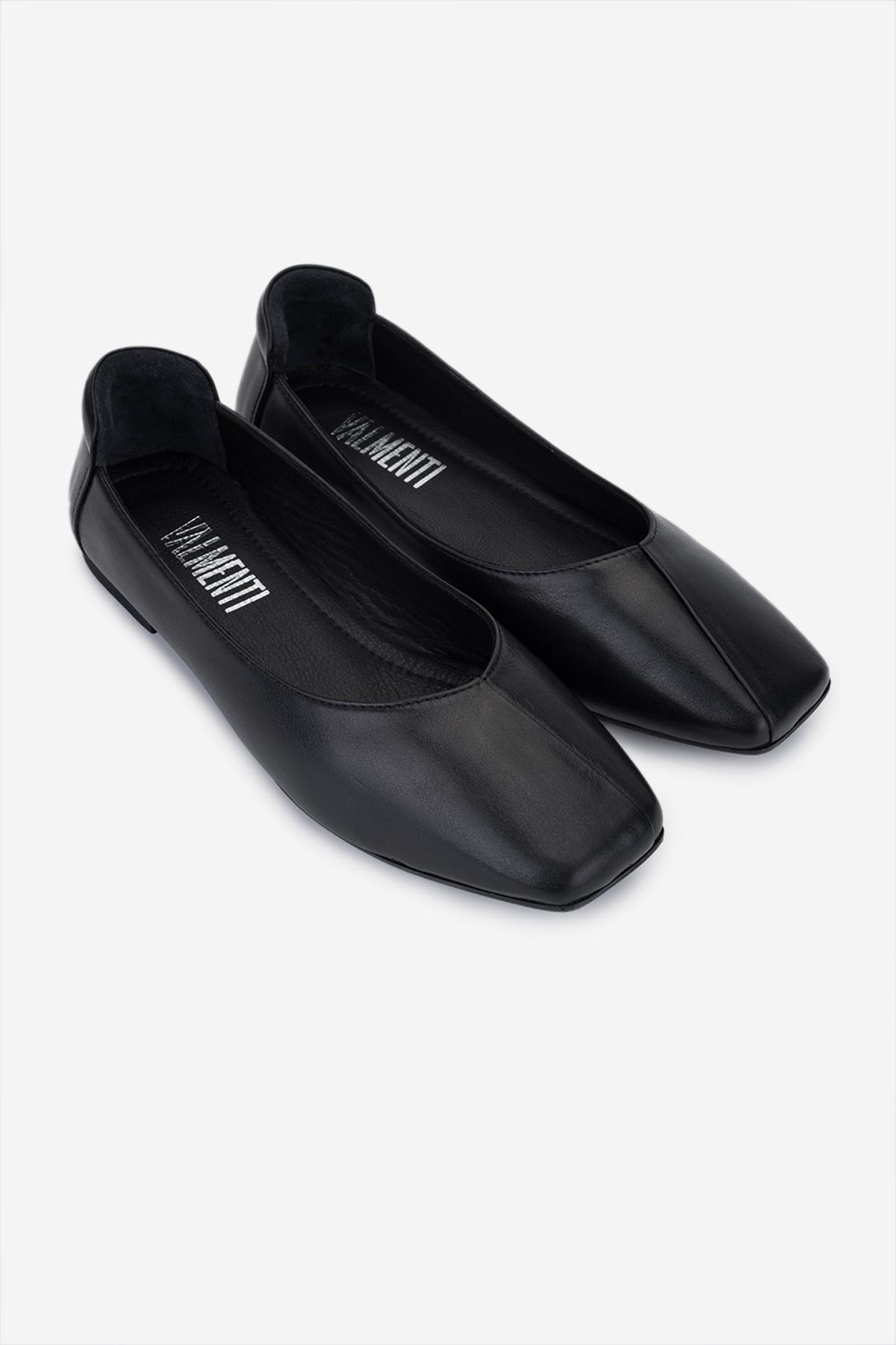 Valmenti Kadın Hakiki Deri Siyah Babet Ayakkabı