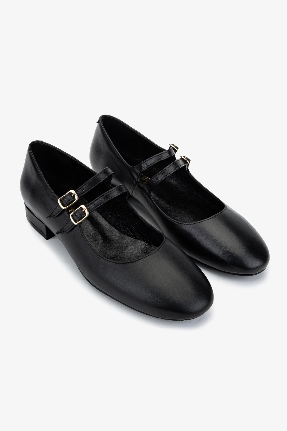 Valmenti Kadın Hakiki Deri Siyah Babet Ayakkabı