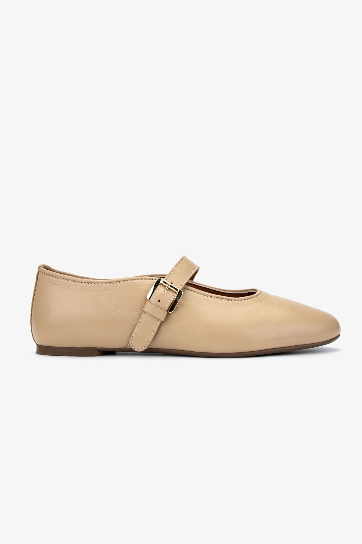Valmenti Kadın Hakiki Deri Nude Babet Ayakkabı