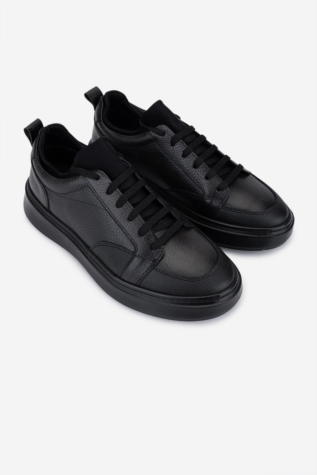 Valmenti Erkek Hakiki Deri Siyah Sneakers & Spor Ayakkabı