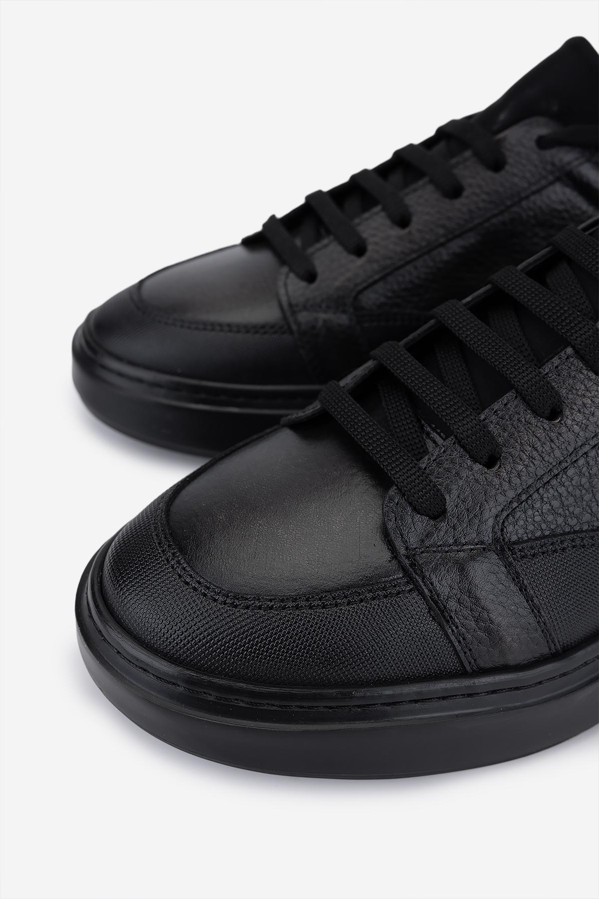 Valmenti Erkek Hakiki Deri Siyah Sneakers & Spor Ayakkabı