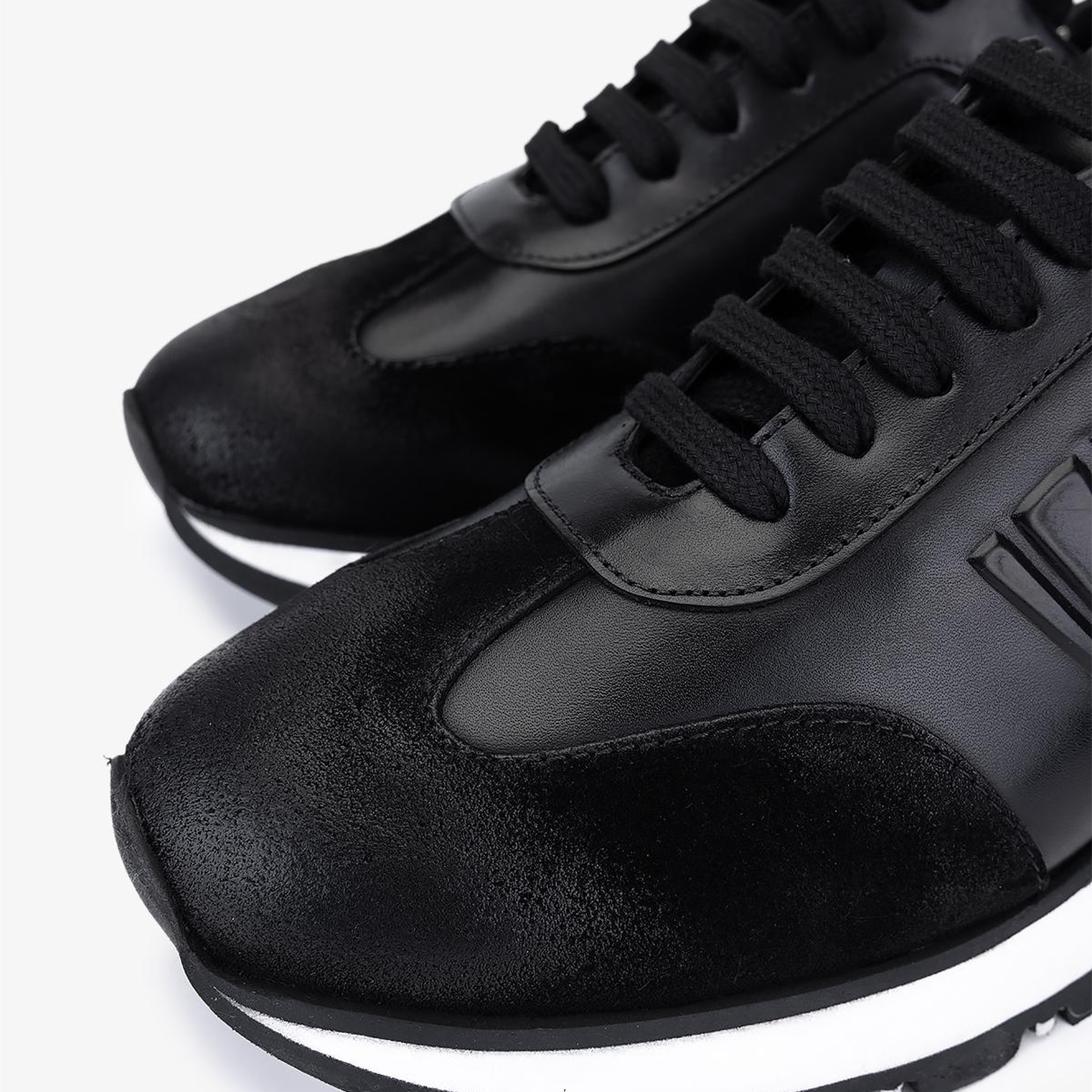 Valmenti Erkek Hakiki Deri Siyah Süet Sneakers & Spor Ayakkabı