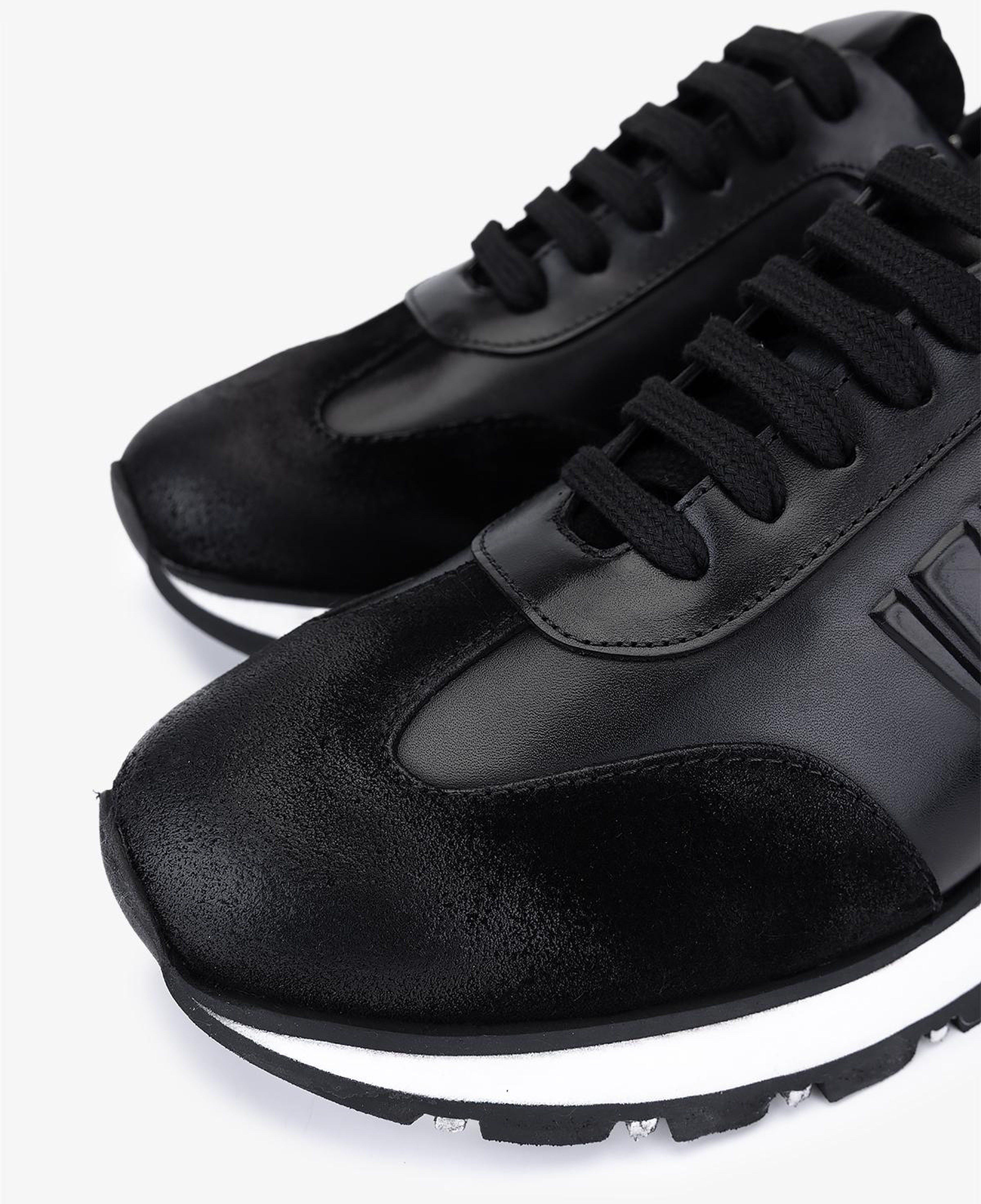 Valmenti Erkek Hakiki Deri Siyah Süet Sneakers & Spor Ayakkabı