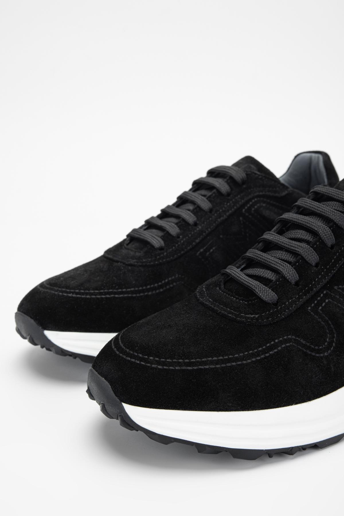 Valmenti Erkek Hakiki Deri Siyah Süet Sneakers & Spor Ayakkabı