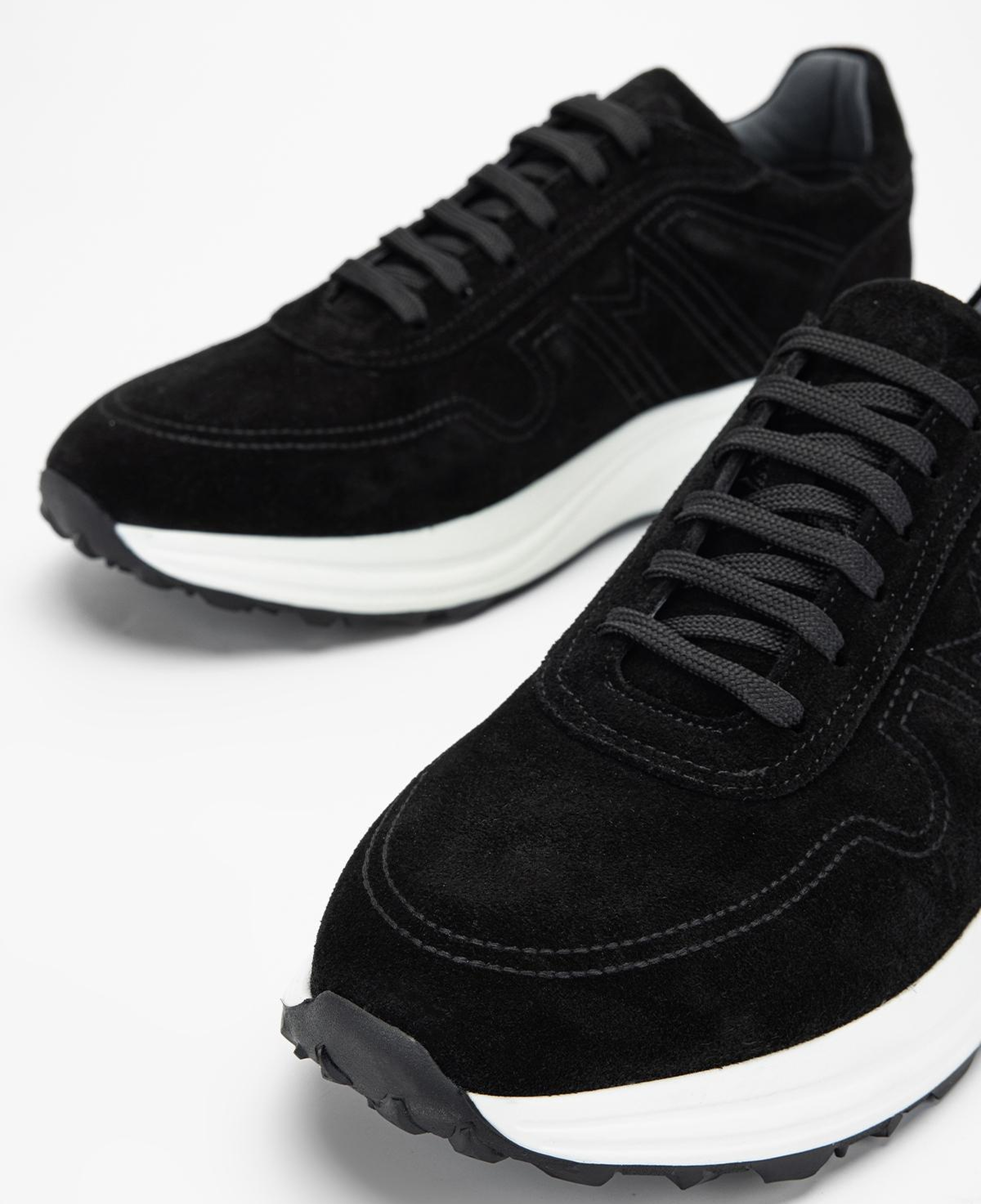 Valmenti Erkek Hakiki Deri Siyah Süet Sneakers & Spor Ayakkabı