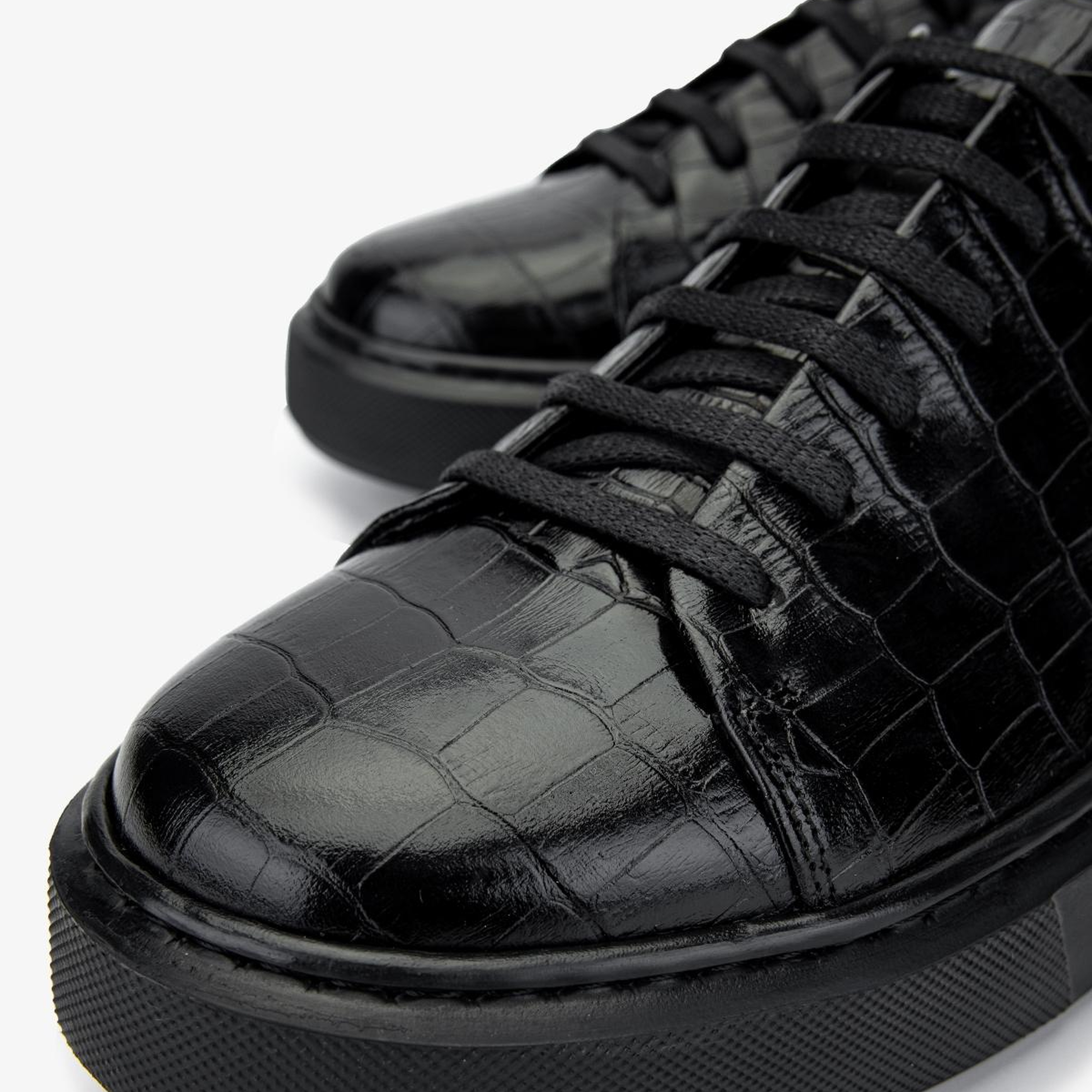 Valmenti Erkek Hakiki Deri Siyah Kroko Sneakers & Spor Ayakkabı