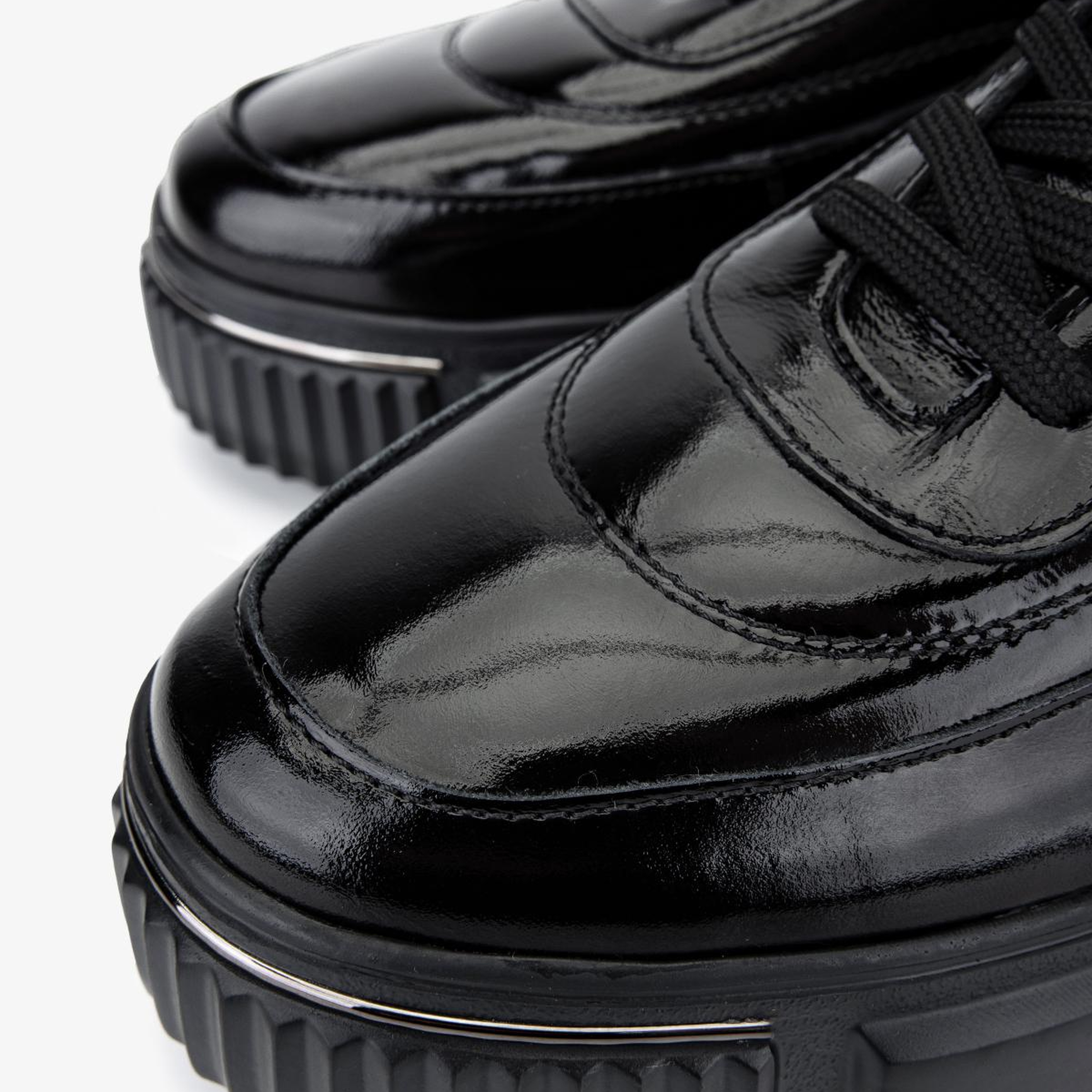 Valmenti Erkek Hakiki Deri Siyah Kırışık Rugan Sneakers & Spor Ayakkabı