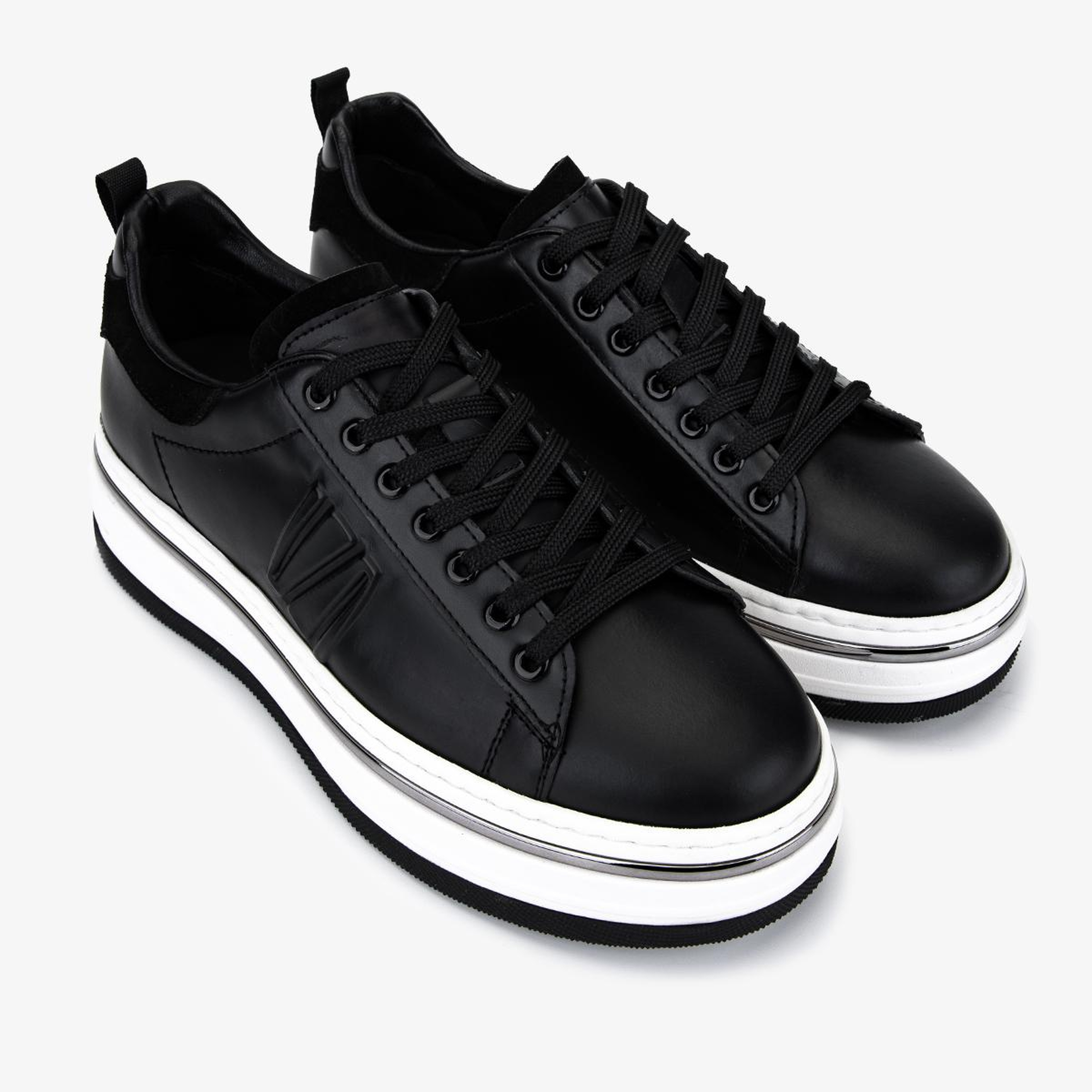 Valmenti Erkek Hakiki Deri Siyah Sneakers & Spor Ayakkabı