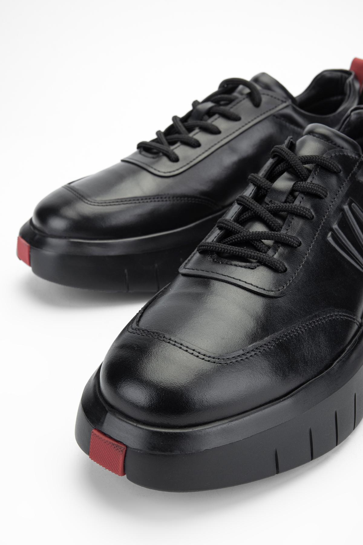 Valmenti Erkek Hakiki Deri Siyah Sneakers & Spor Ayakkabı