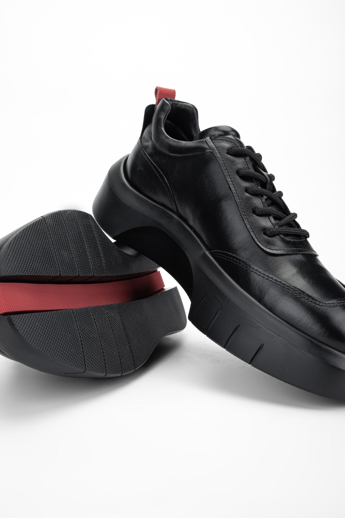 Valmenti Erkek Hakiki Deri Siyah Sneakers & Spor Ayakkabı