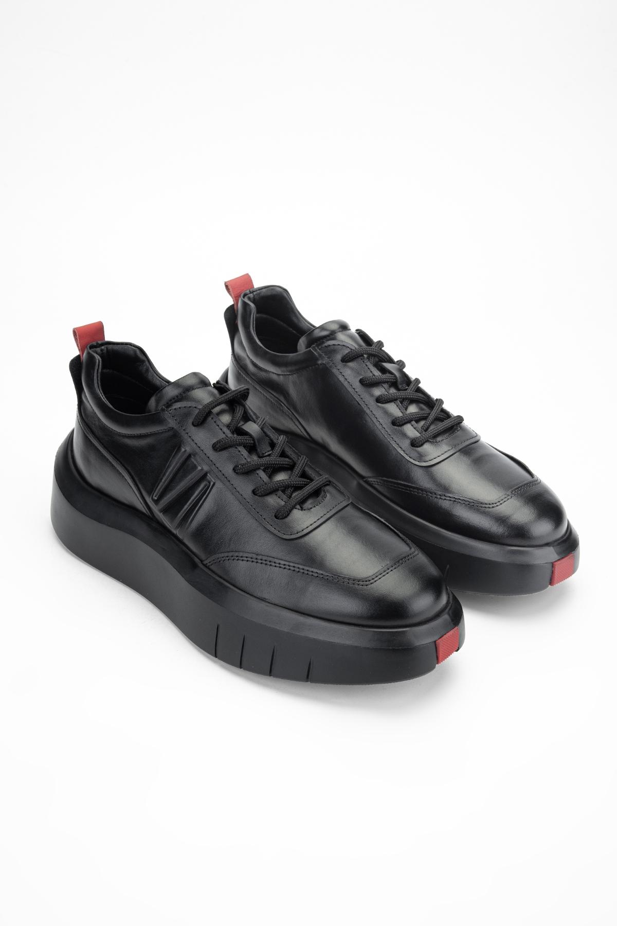 Valmenti Erkek Hakiki Deri Siyah Sneakers & Spor Ayakkabı