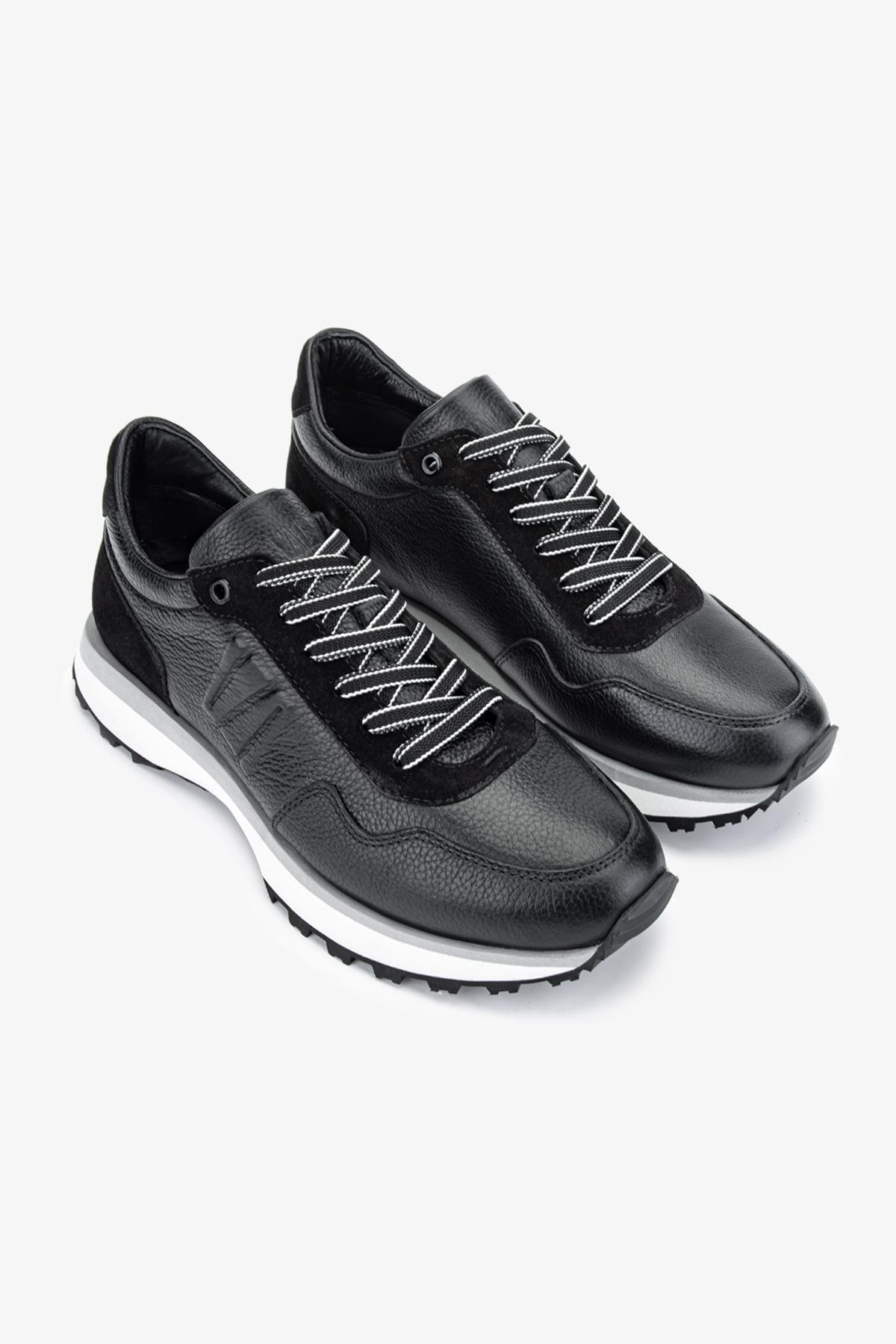 Valmenti Erkek Hakiki Deri Siyah Sneakers & Spor Ayakkabı