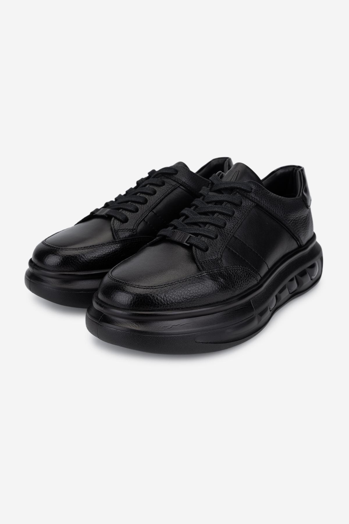 Valmenti Erkek Hakiki Deri Siyah Sneakers & Spor Ayakkabı