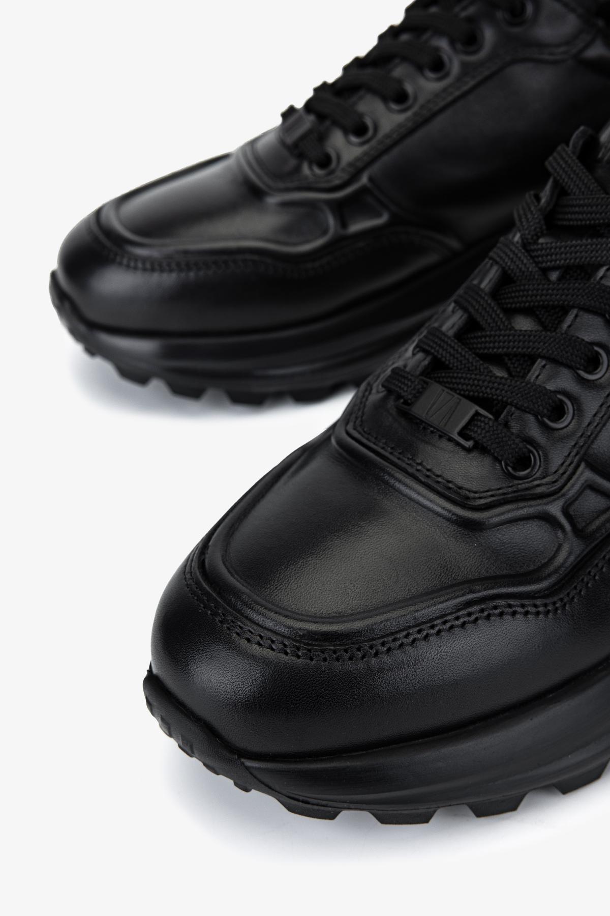 Valmenti Erkek Hakiki Deri Siyah Sneakers & Spor Ayakkabı