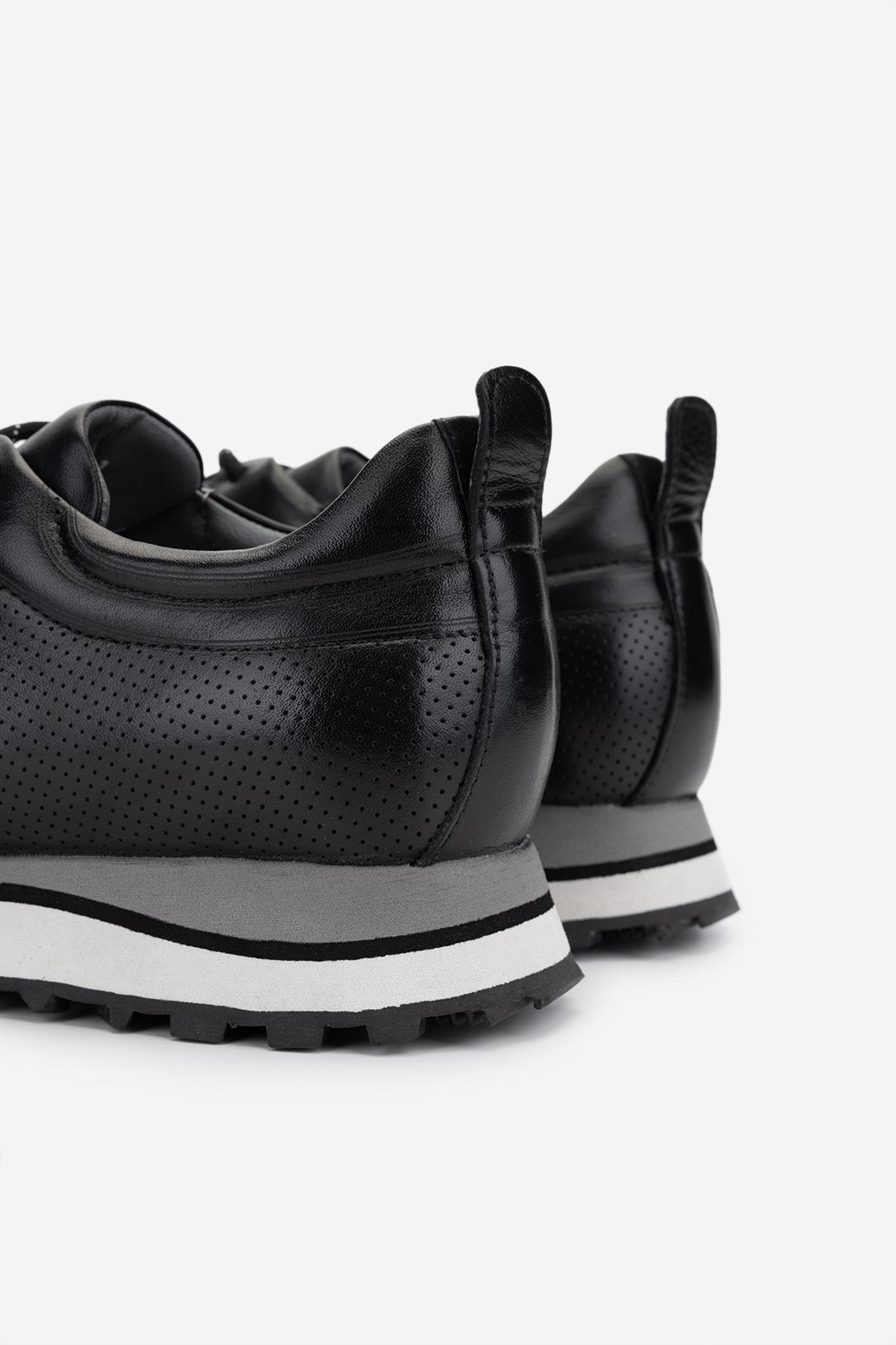 Valmenti Erkek Hakiki Deri Siyah Sneakers & Spor Ayakkabı