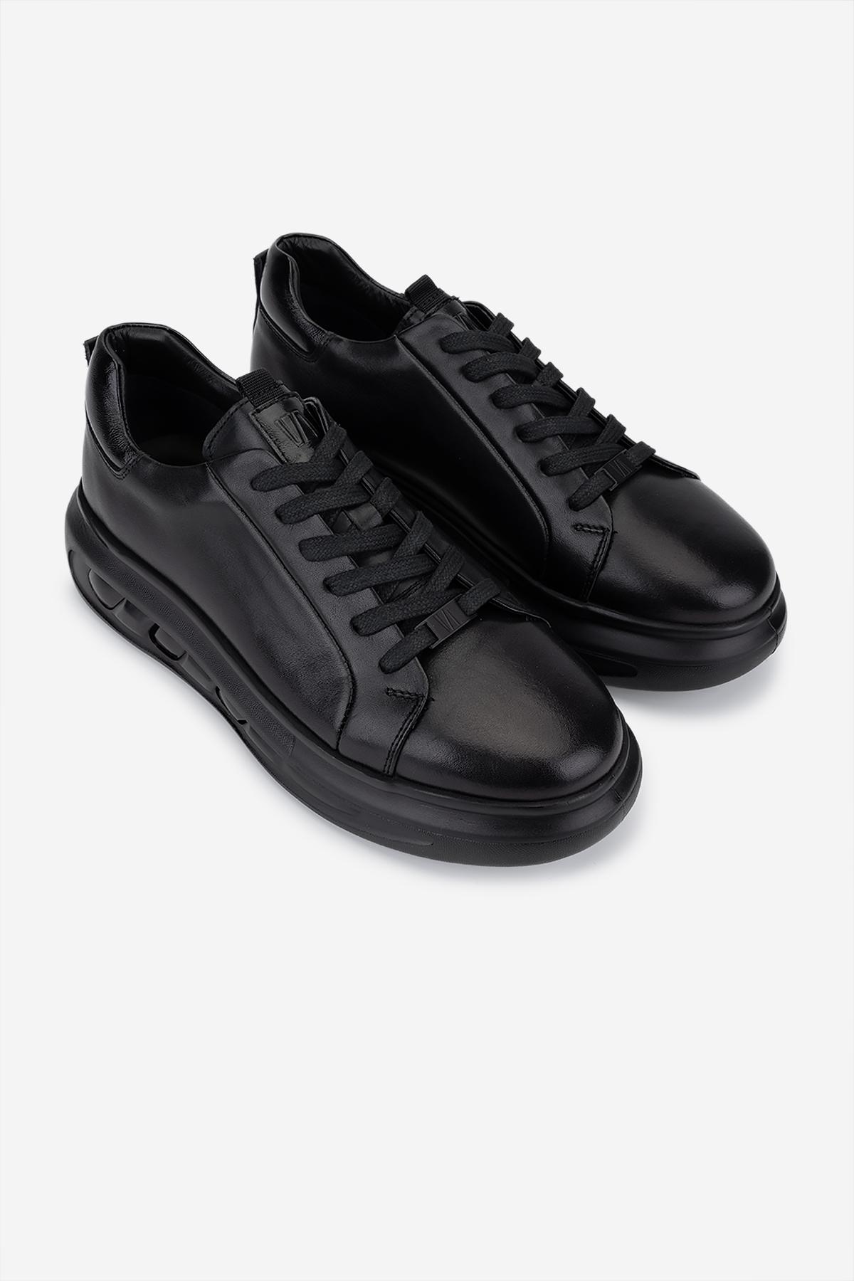 Valmenti Erkek Hakiki Deri Siyah Sneakers & Spor Ayakkabı