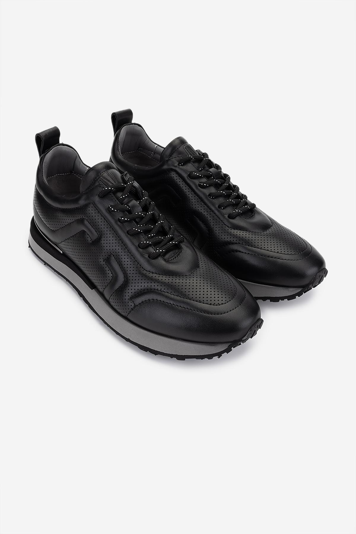 Valmenti Erkek Hakiki Deri Siyah Sneakers & Spor Ayakkabı