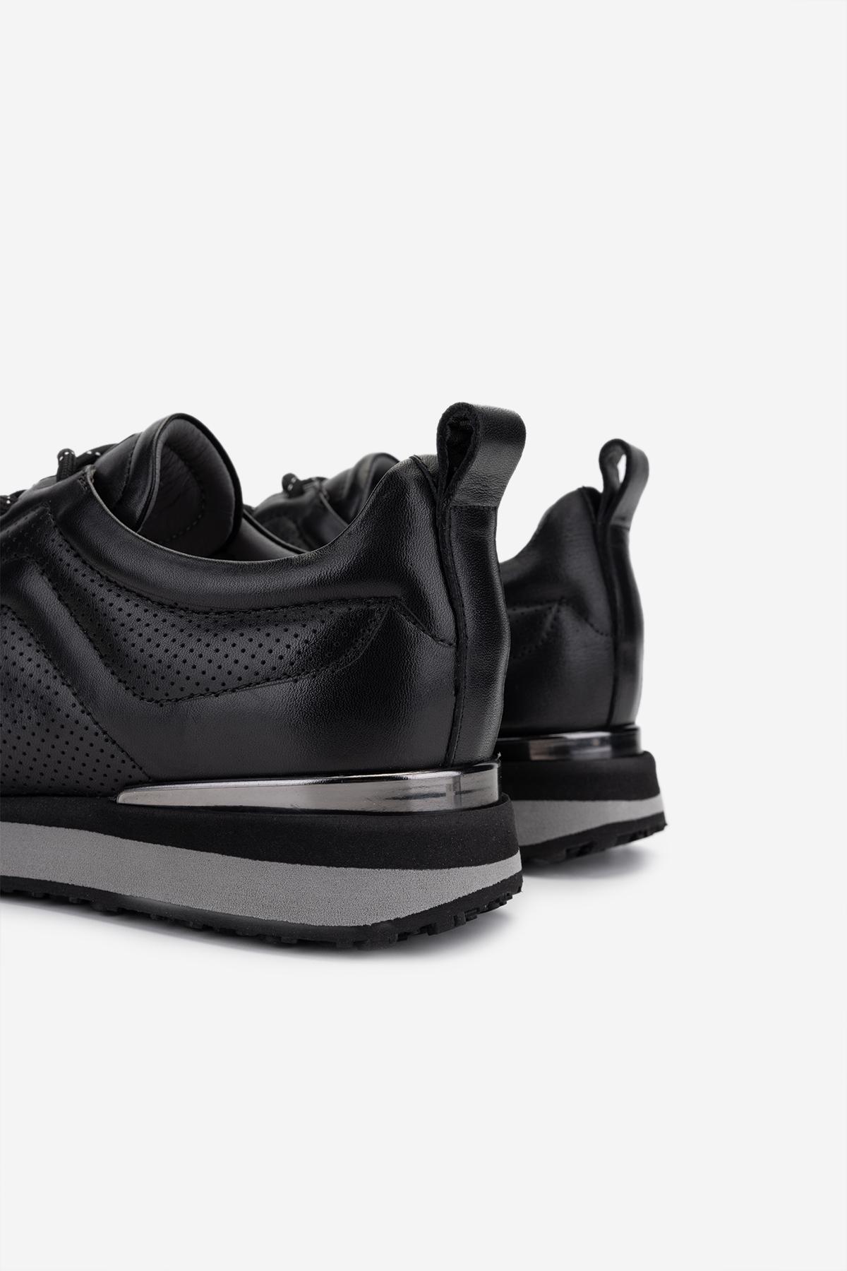 Valmenti Erkek Hakiki Deri Siyah Sneakers & Spor Ayakkabı