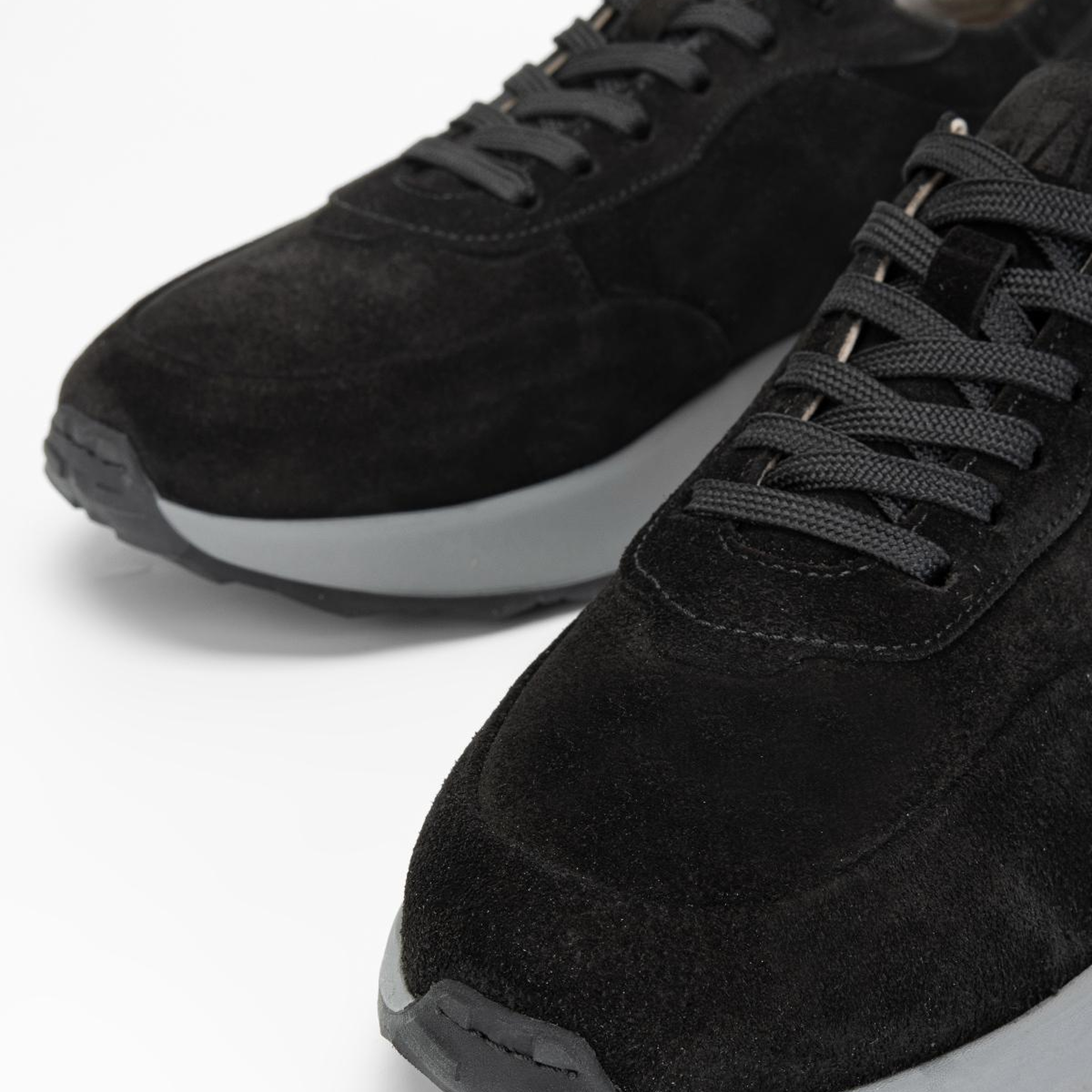 Valmenti Erkek Hakiki Deri Siyah Süet Sneakers & Spor Ayakkabı