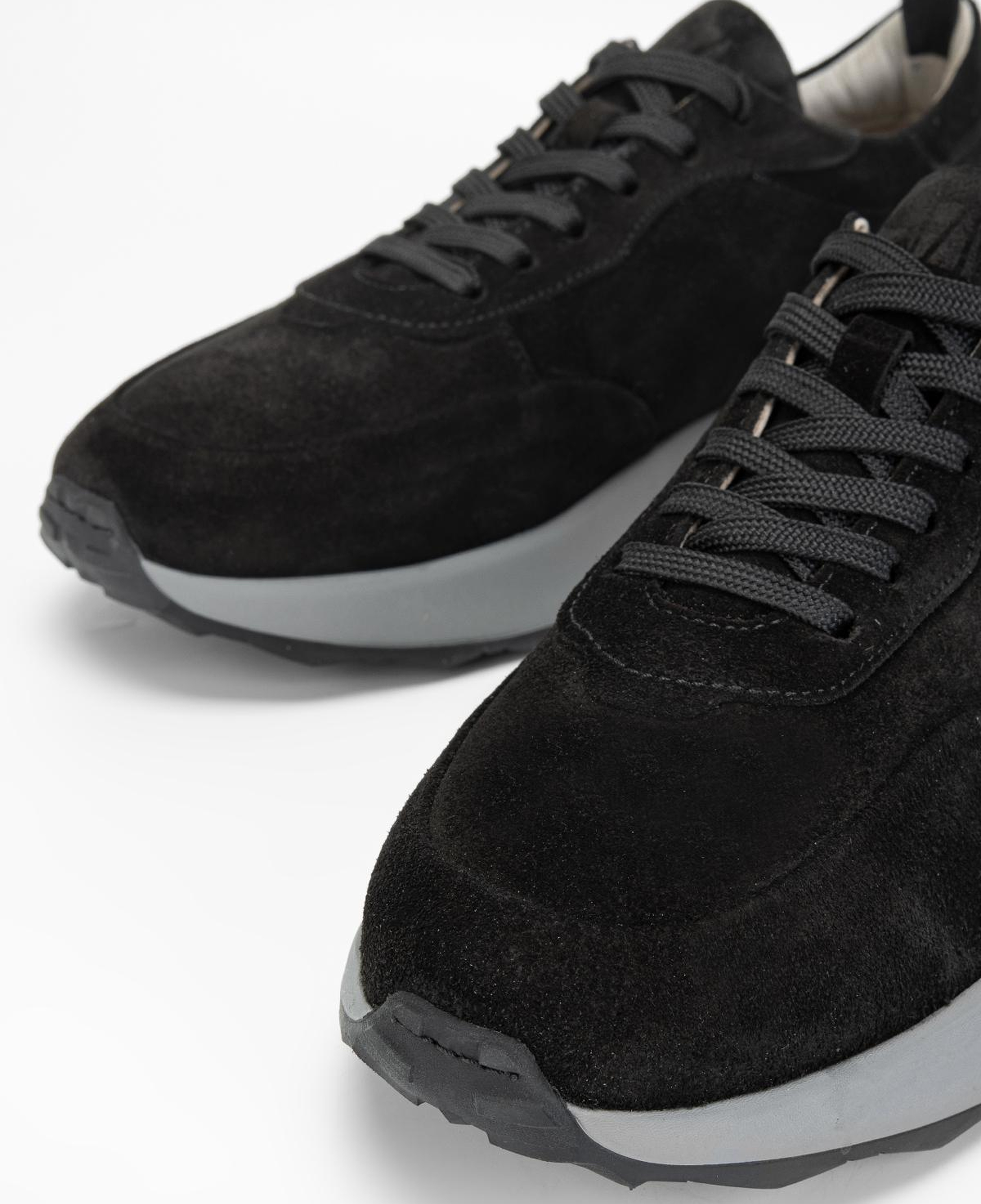 Valmenti Erkek Hakiki Deri Siyah Süet Sneakers & Spor Ayakkabı