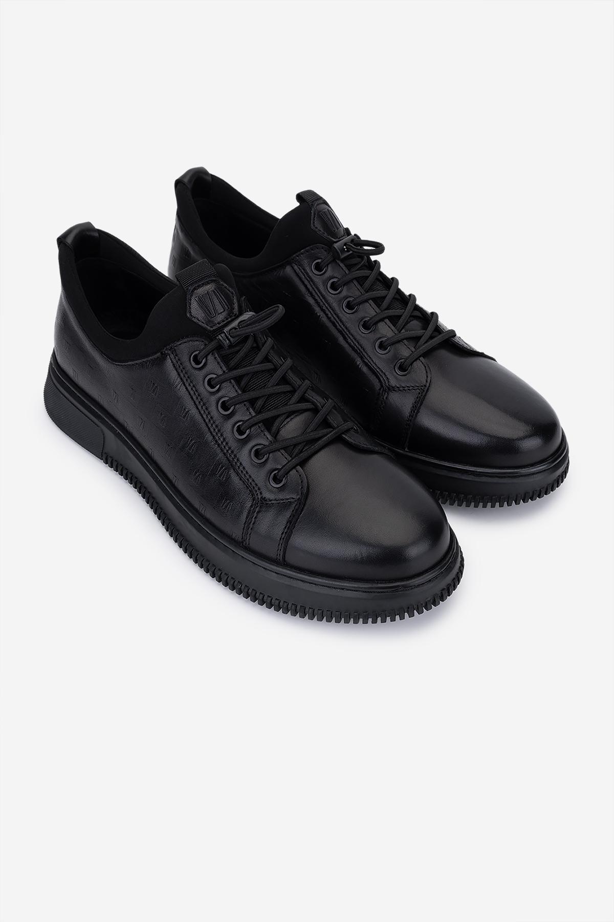 Valmenti Erkek Hakiki Deri Siyah Sneakers & Spor Ayakkabı