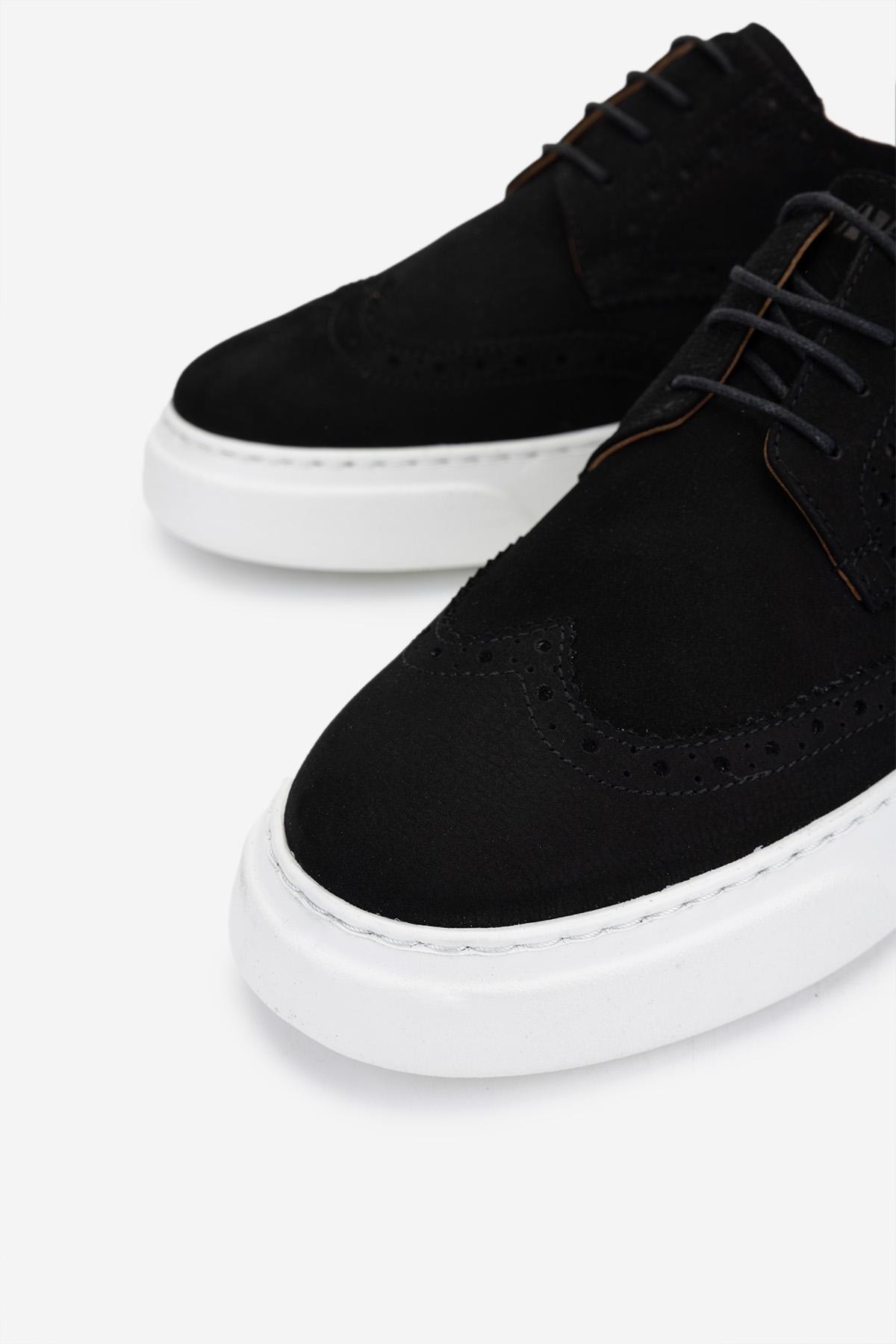 Valmenti Erkek Hakiki Deri Siyah Nubuk Sneakers & Spor Ayakkabı