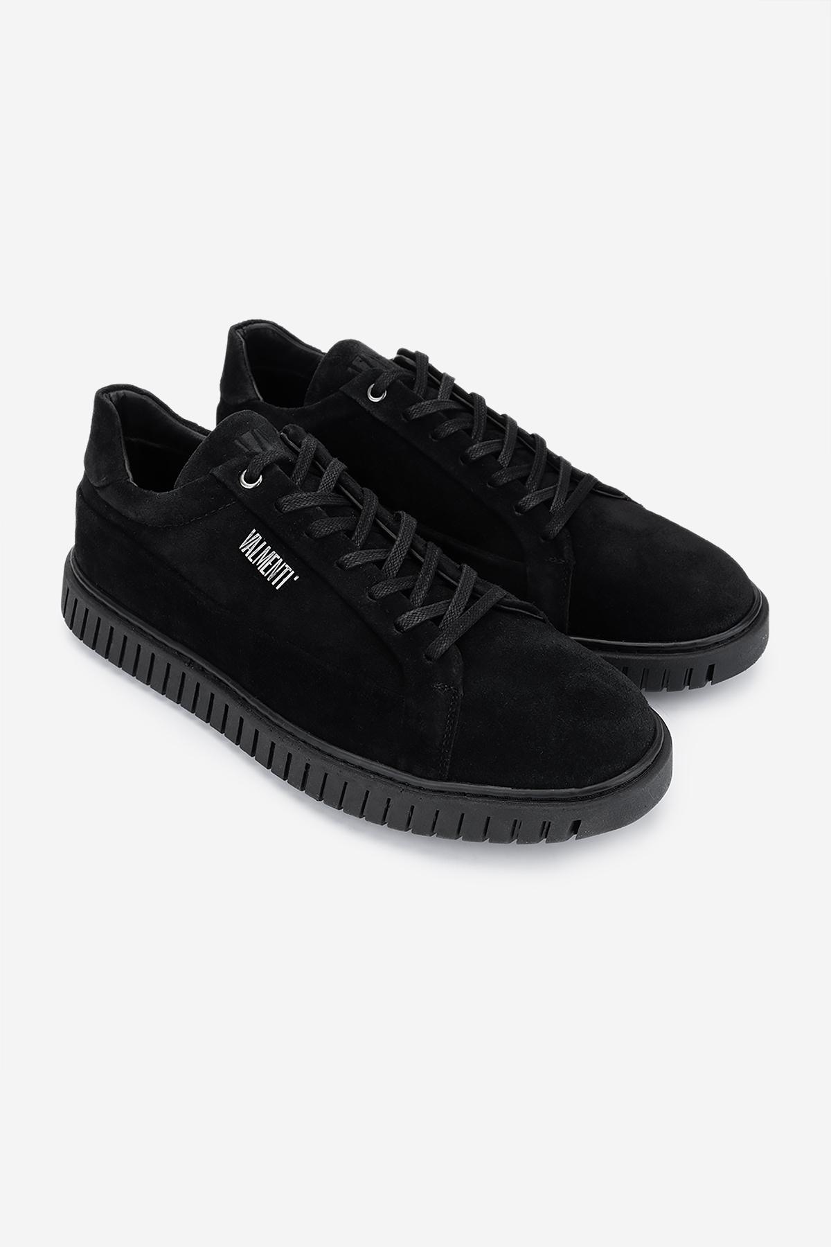 Valmenti Erkek Hakiki Deri Siyah Süet Sneakers & Spor Ayakkabı