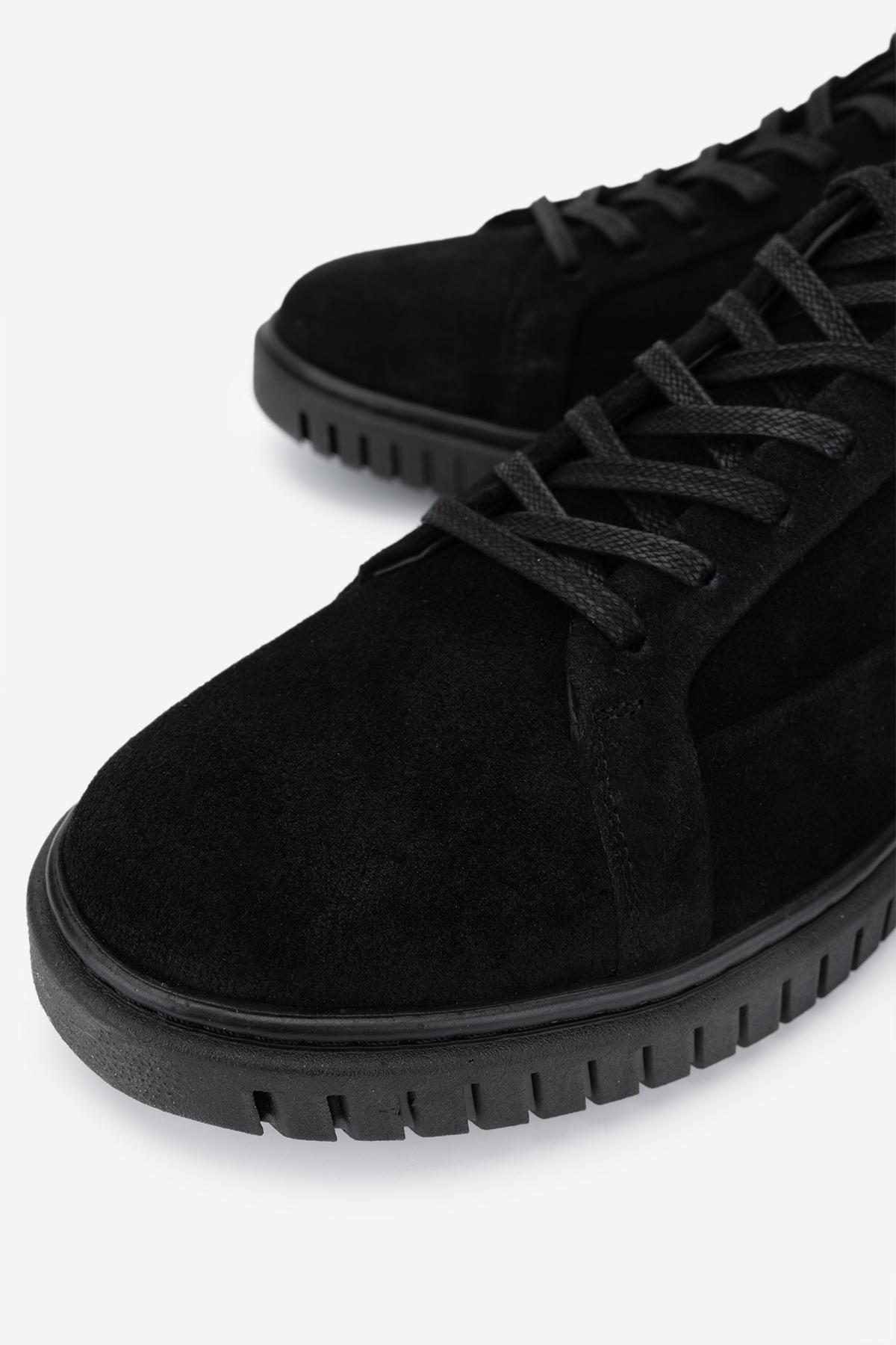 Valmenti Erkek Hakiki Deri Siyah Süet Sneakers & Spor Ayakkabı