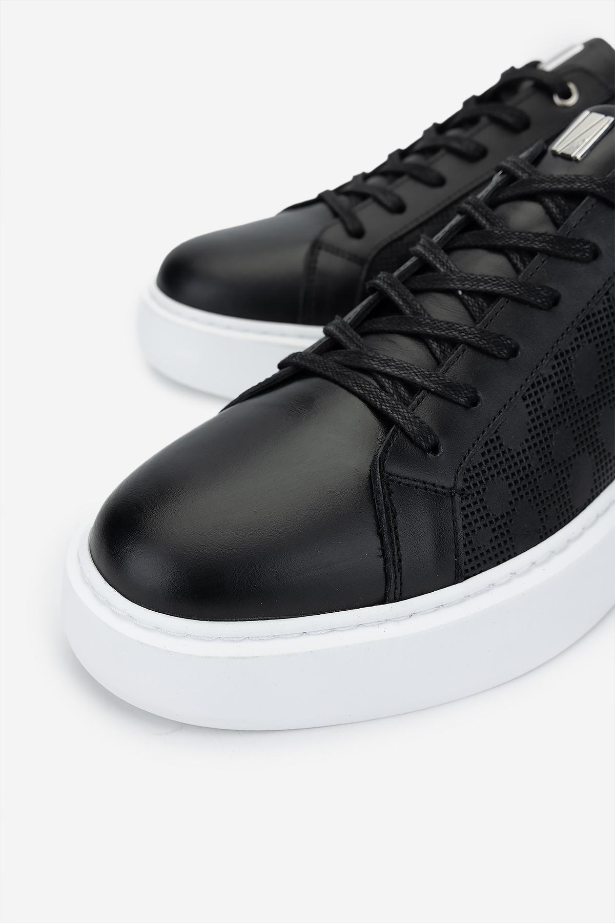 Valmenti Erkek Hakiki Deri Siyah Sneakers & Spor Ayakkabı