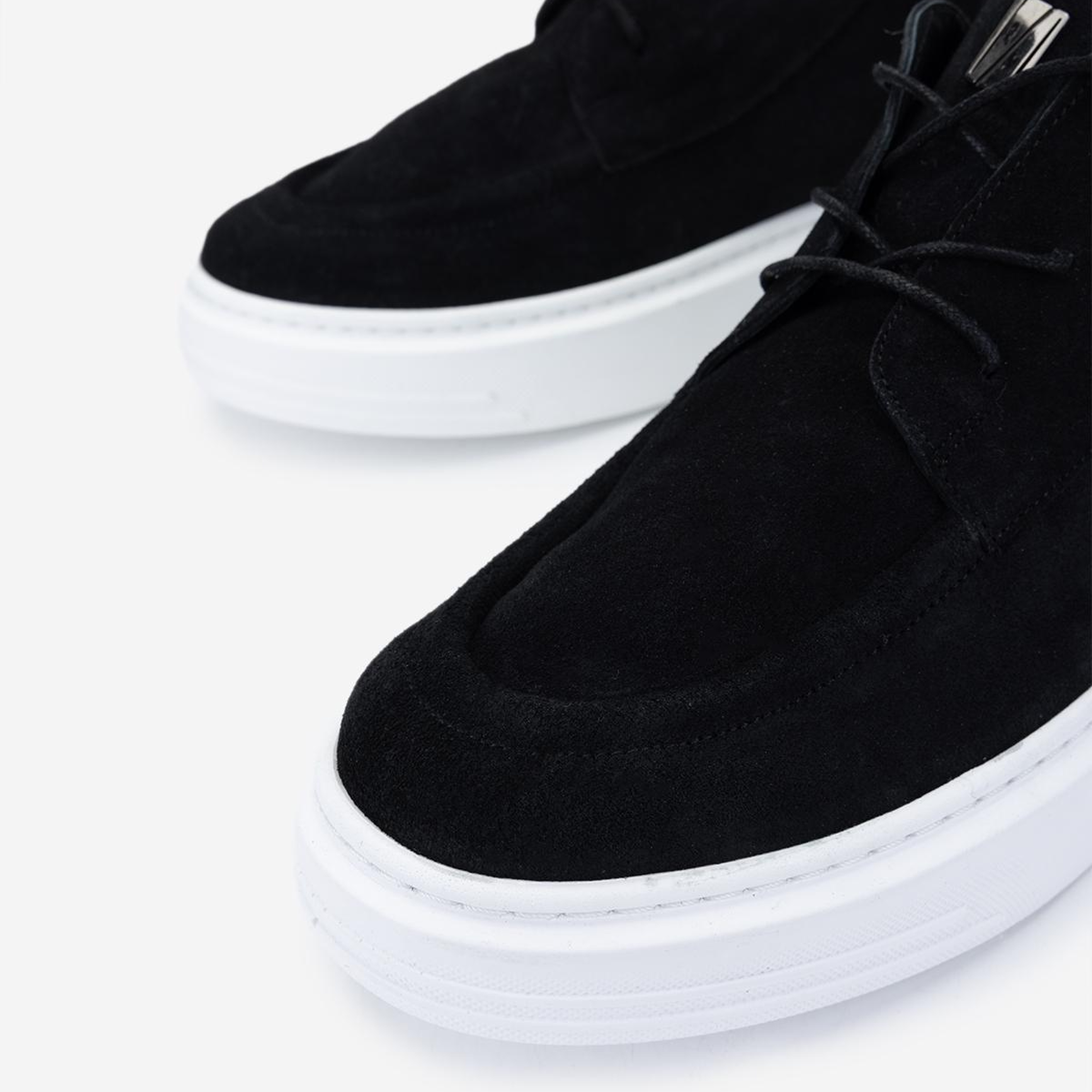 Valmenti Erkek Hakiki Deri Siyah Süet Sneakers & Spor Ayakkabı