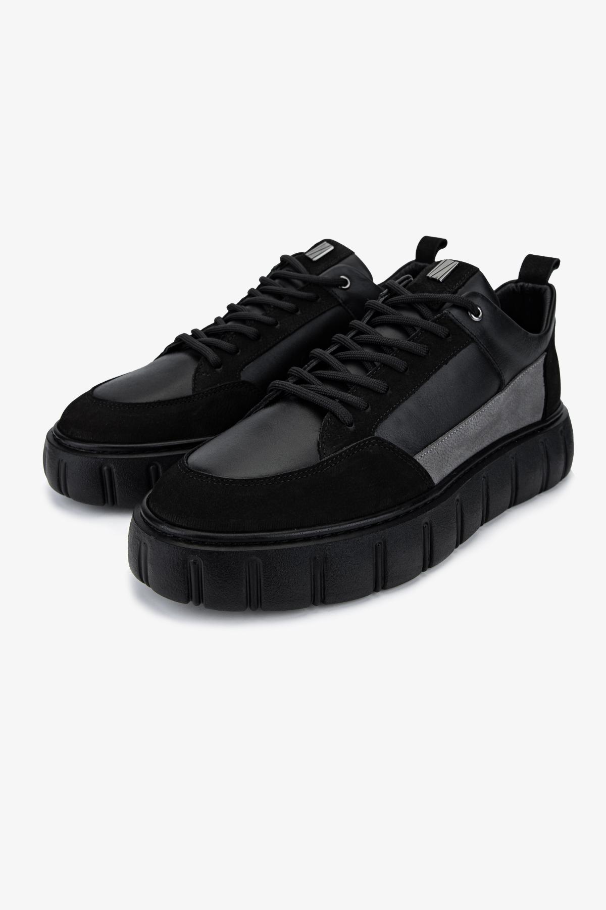 Valmenti Erkek Hakiki Deri Siyah Sneakers & Spor Ayakkabı