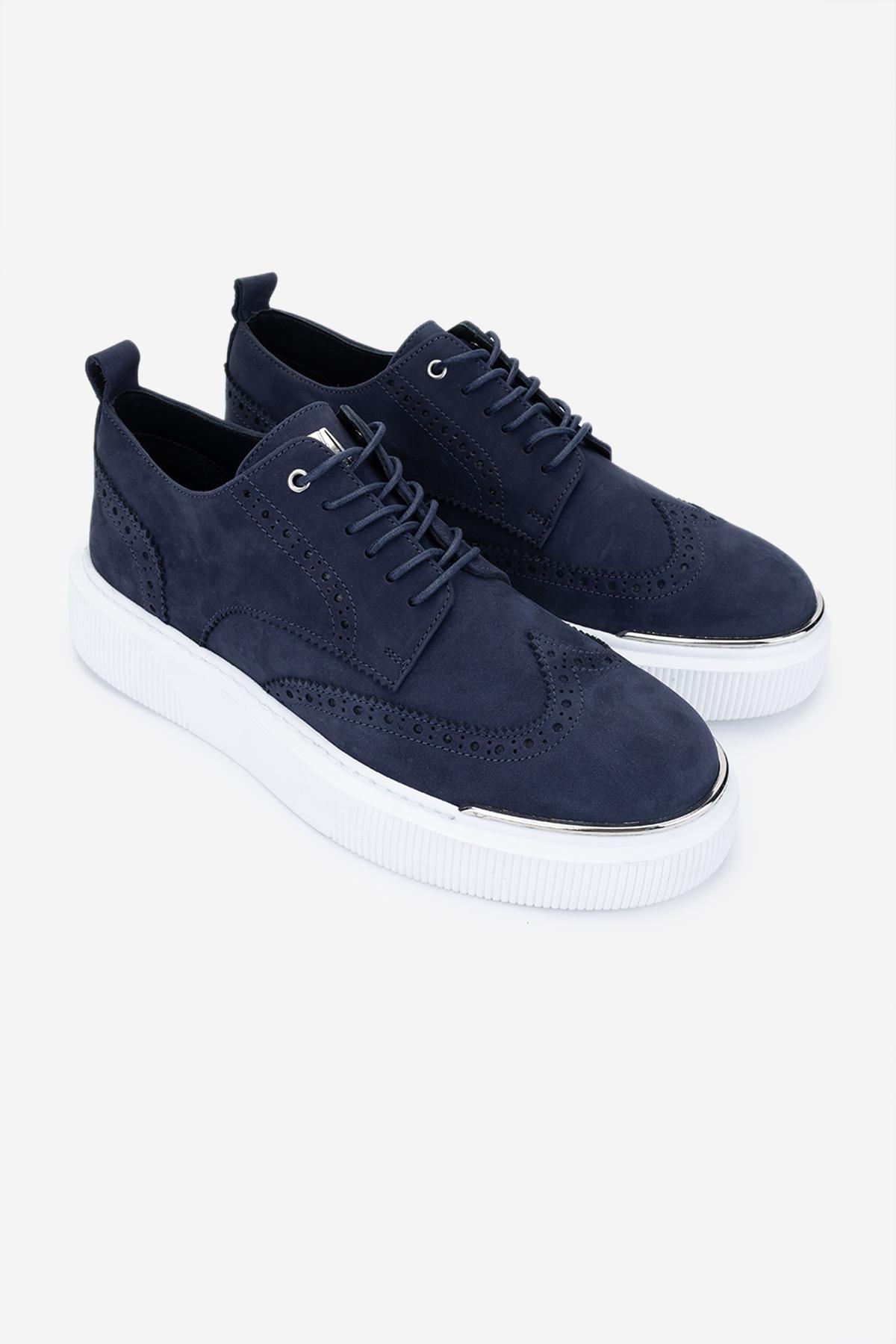 Valmenti Erkek Hakiki Deri Lacivert Nubuk Sneakers & Spor Ayakkabı