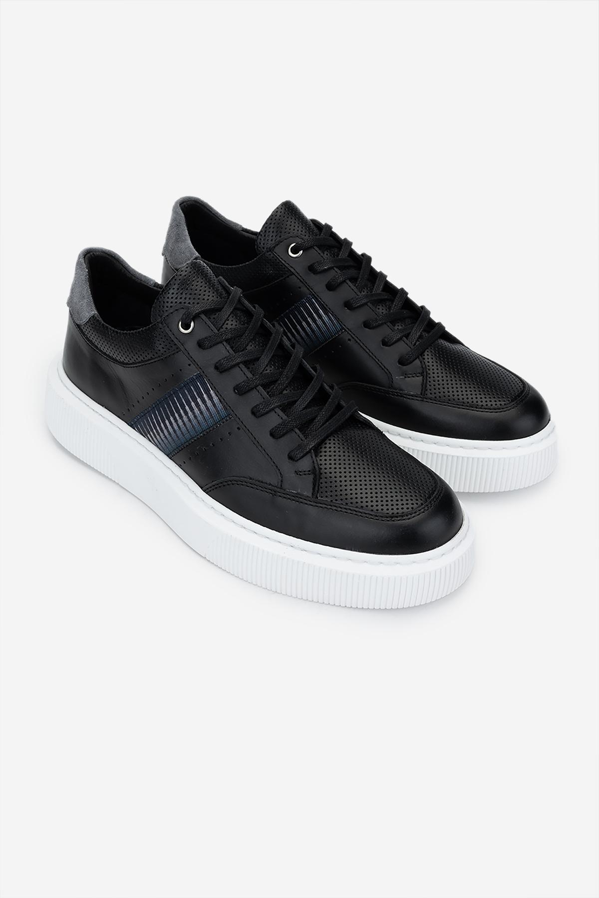 Valmenti Erkek Hakiki Deri Siyah Sneakers & Spor Ayakkabı