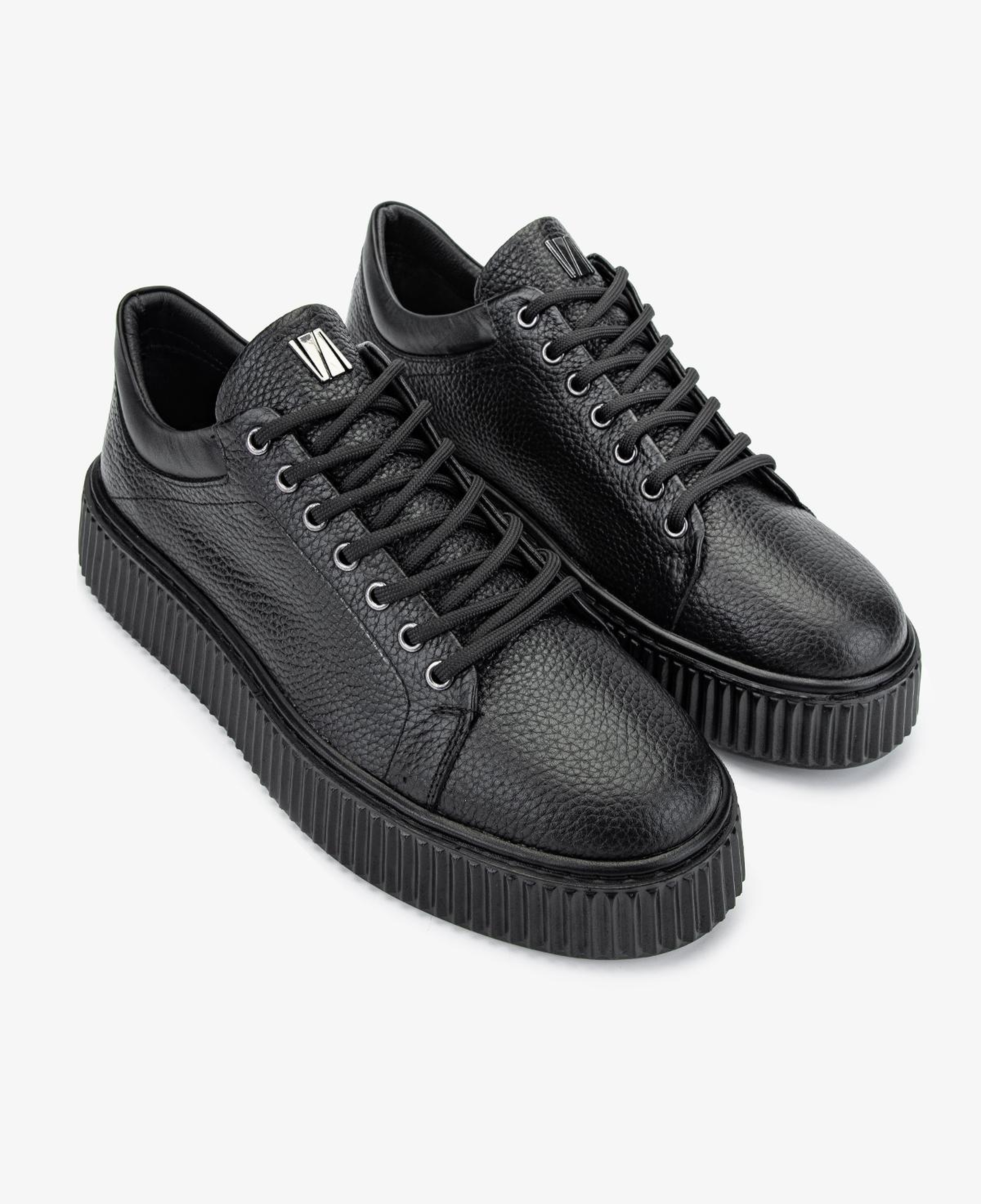 Valmenti Erkek Hakiki Deri Siyah Floter Sneakers & Spor Ayakkabı