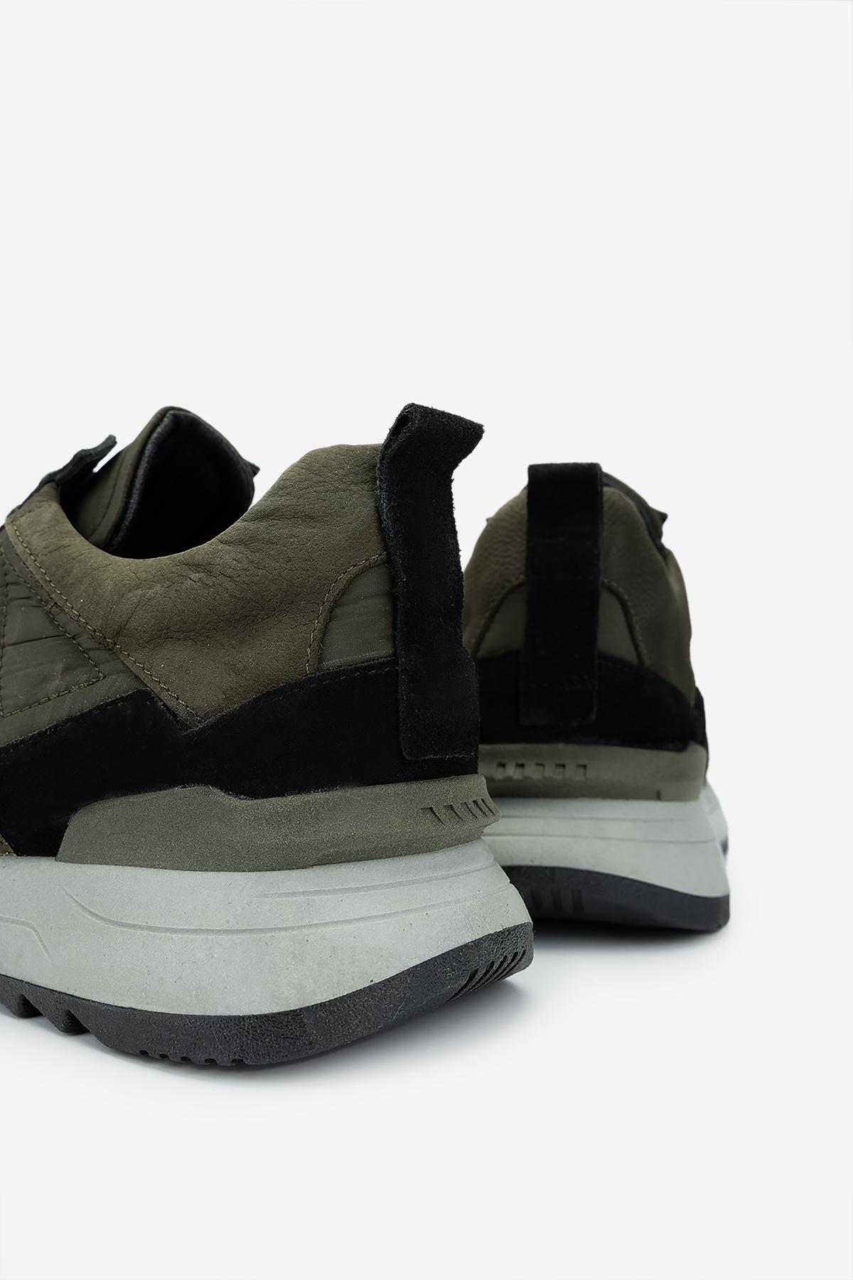 Valmenti Erkek Hakiki Deri Siyah/Haki Sneakers & Spor Ayakkabı