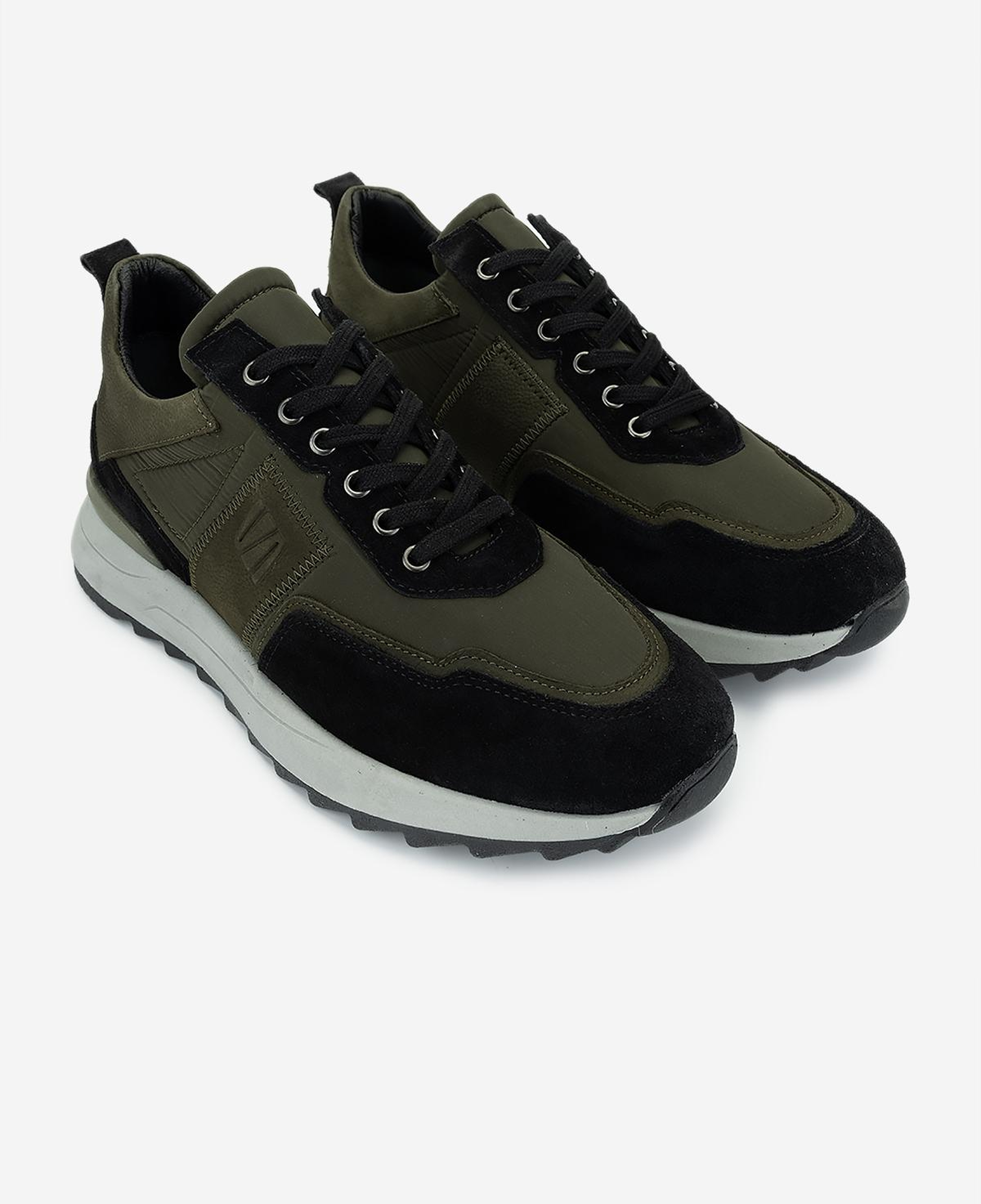 Valmenti Erkek Hakiki Deri Siyah/Haki Sneakers & Spor Ayakkabı