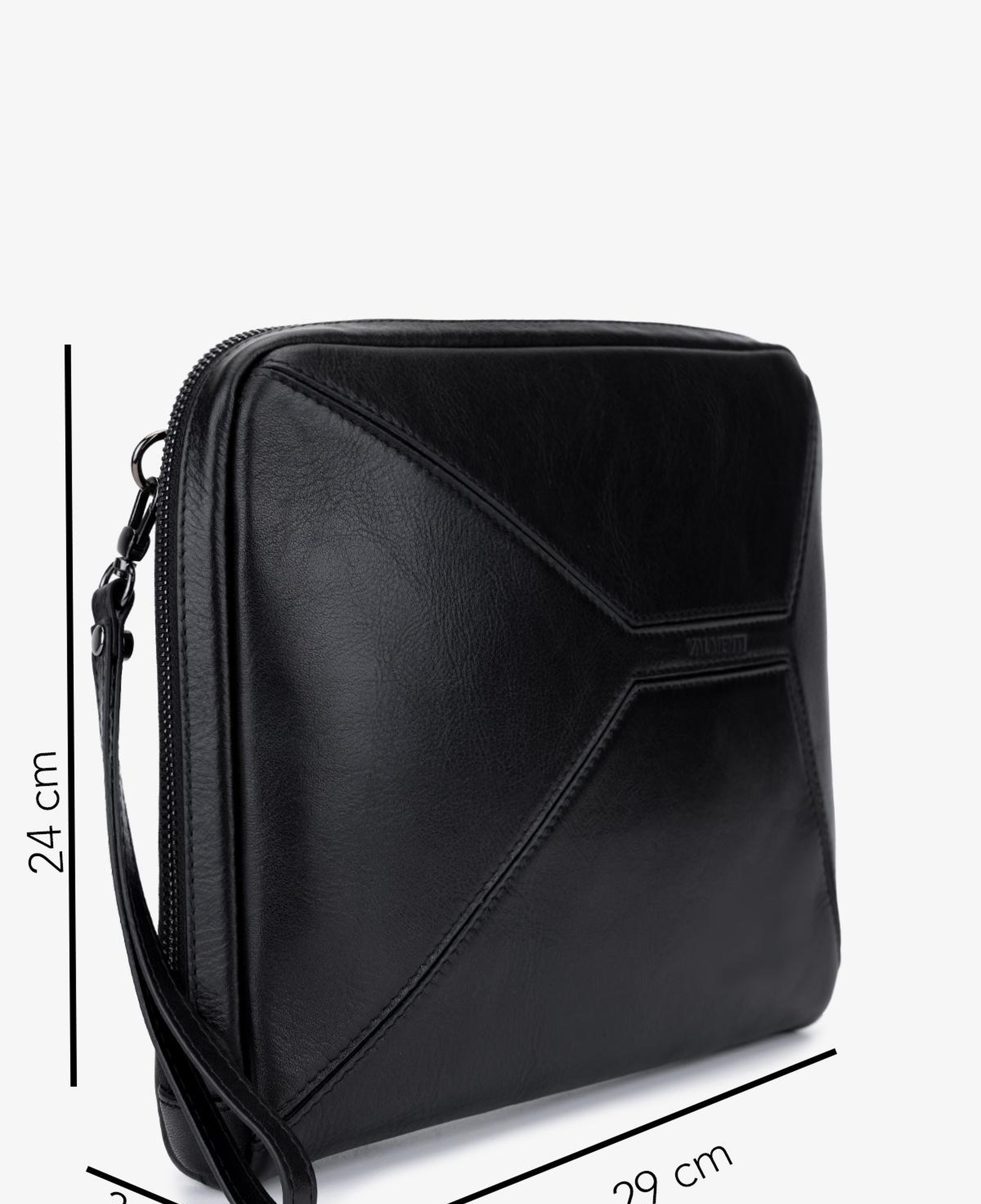 Valmenti Erkek Hakiki Deri Siyah El Çantası