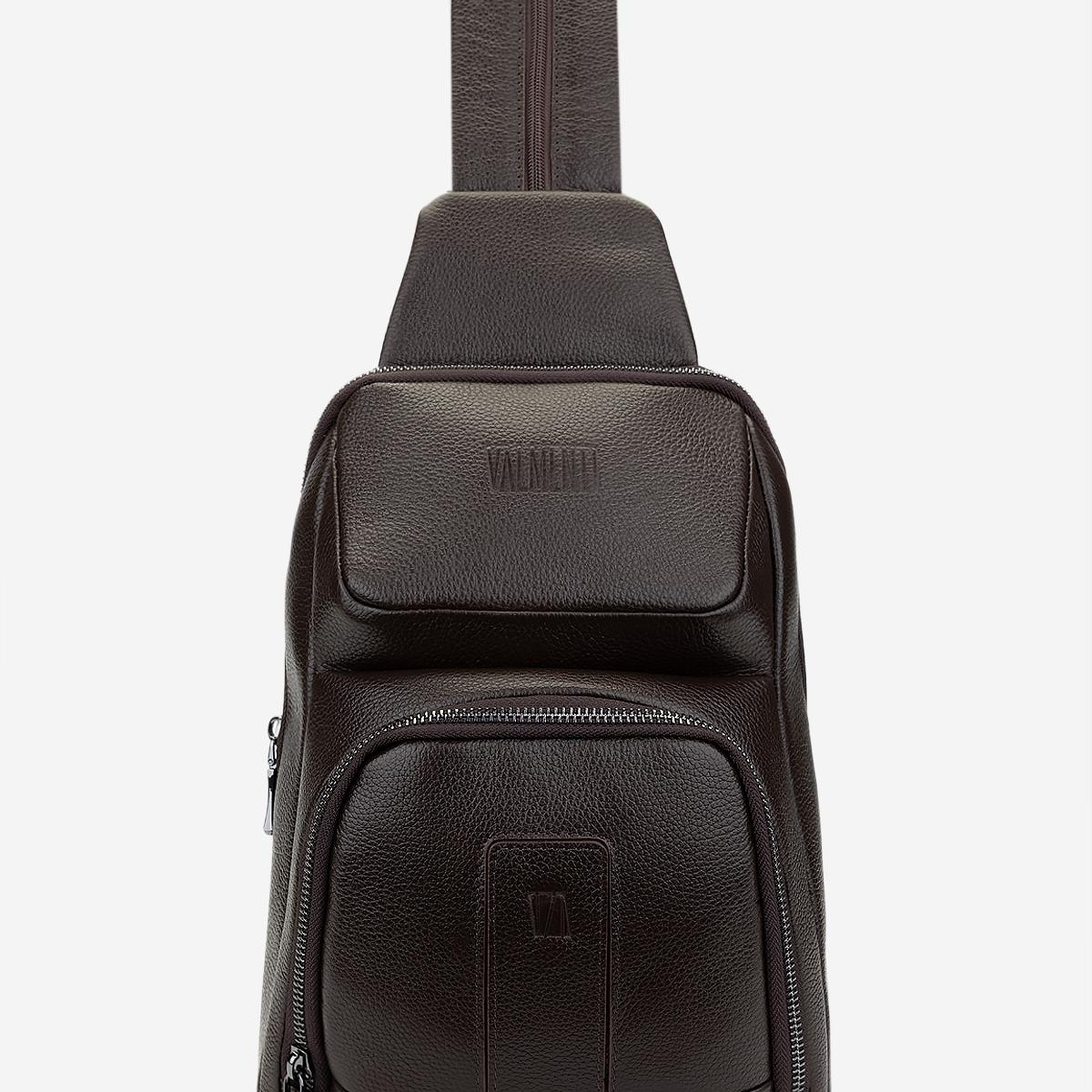 Valmenti Erkek Hakiki Deri Kahverengi Body Bag Çanta