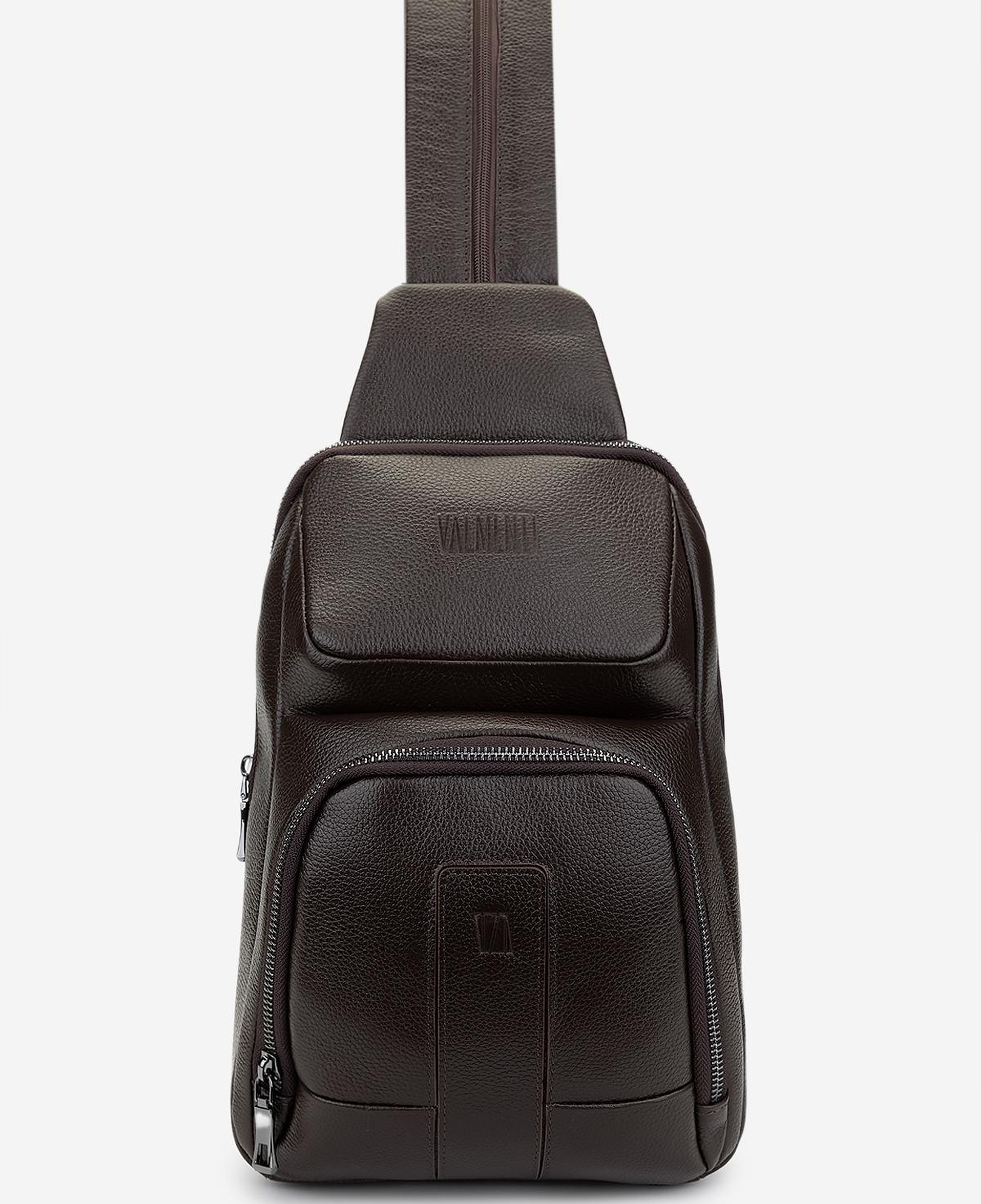 Valmenti Erkek Hakiki Deri Kahverengi Body Bag Çanta