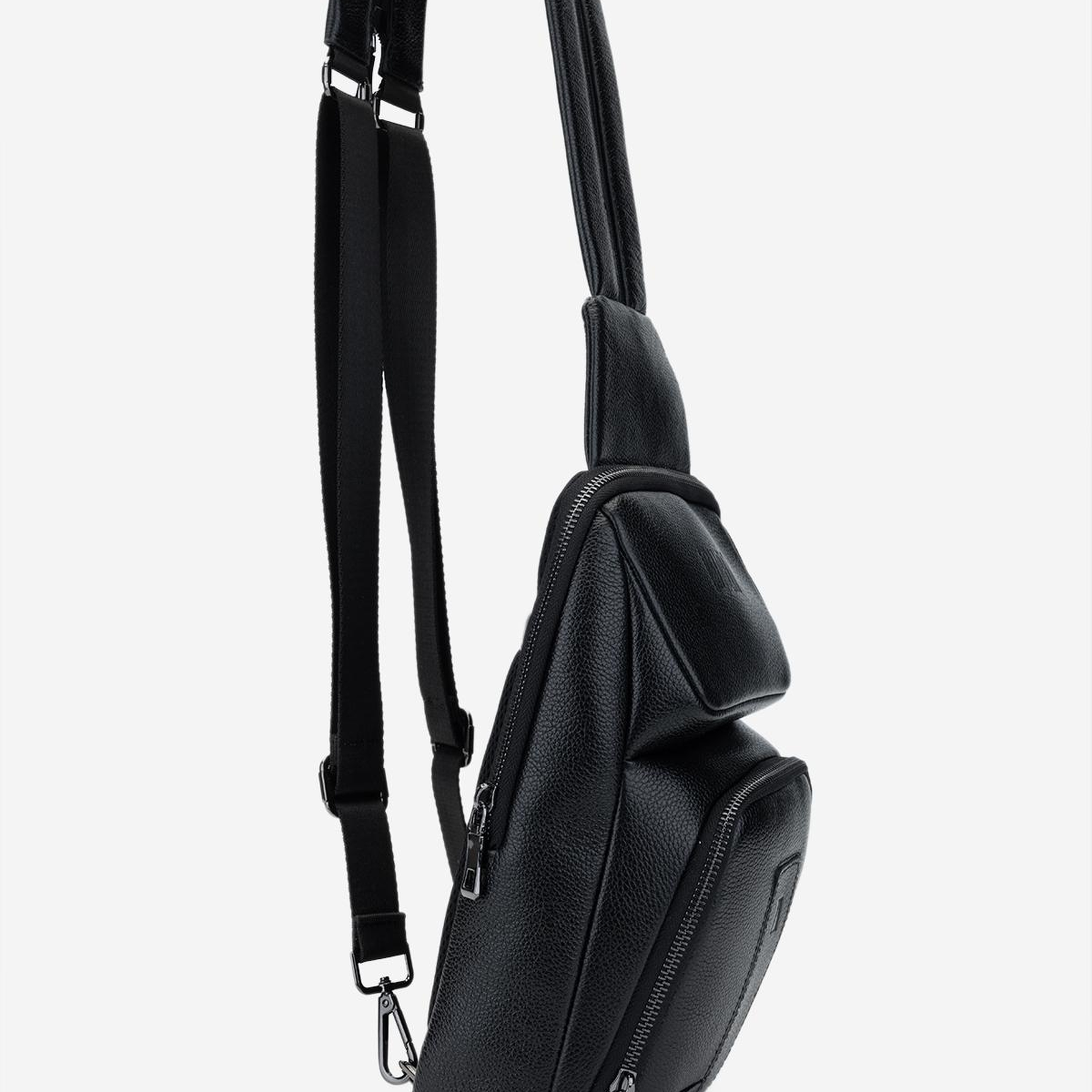 Valmenti Erkek Hakiki Deri Siyah Body Bag Çanta