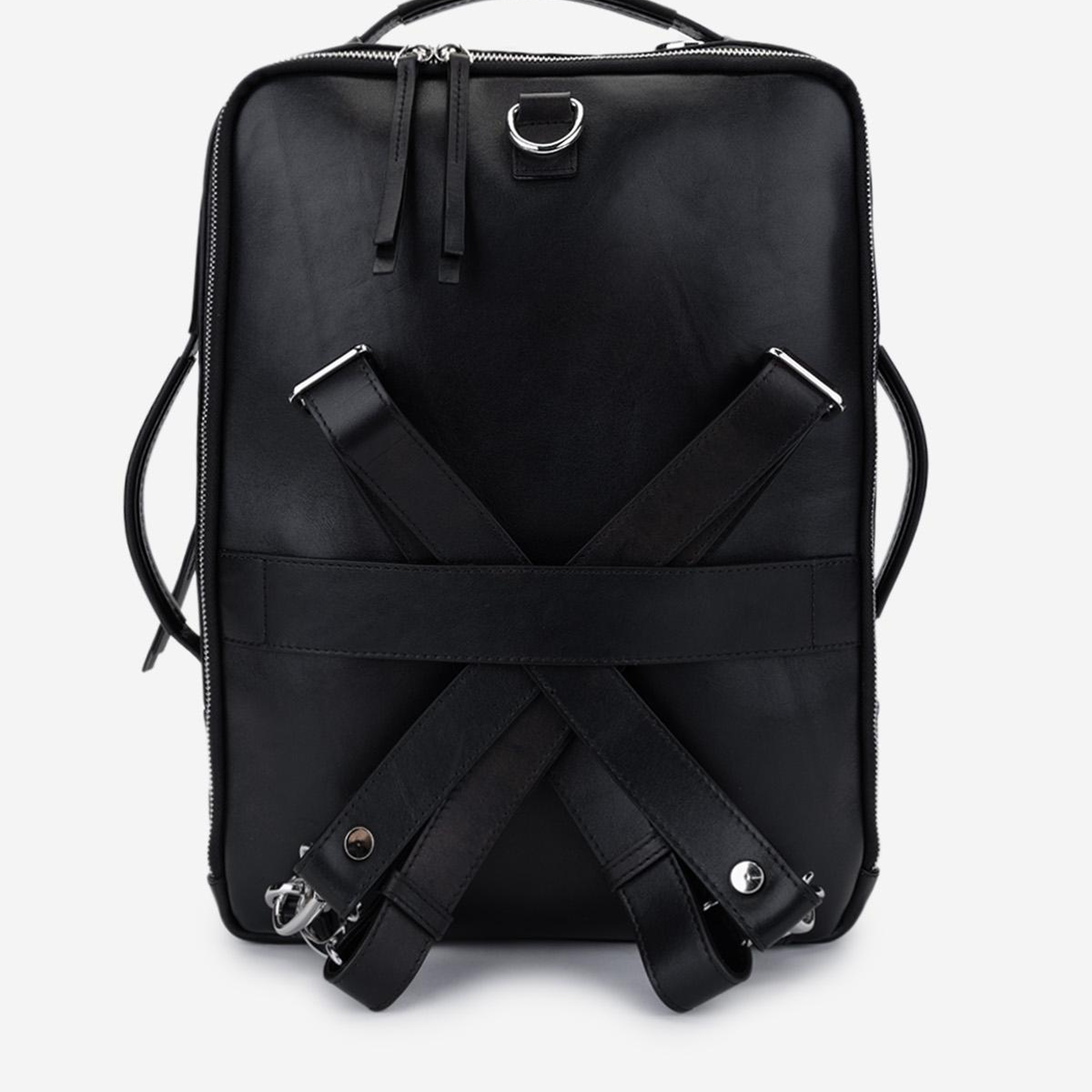 Valmenti Erkek Hakiki Deri Siyah Eskitme Sırt & Evrak Çantası