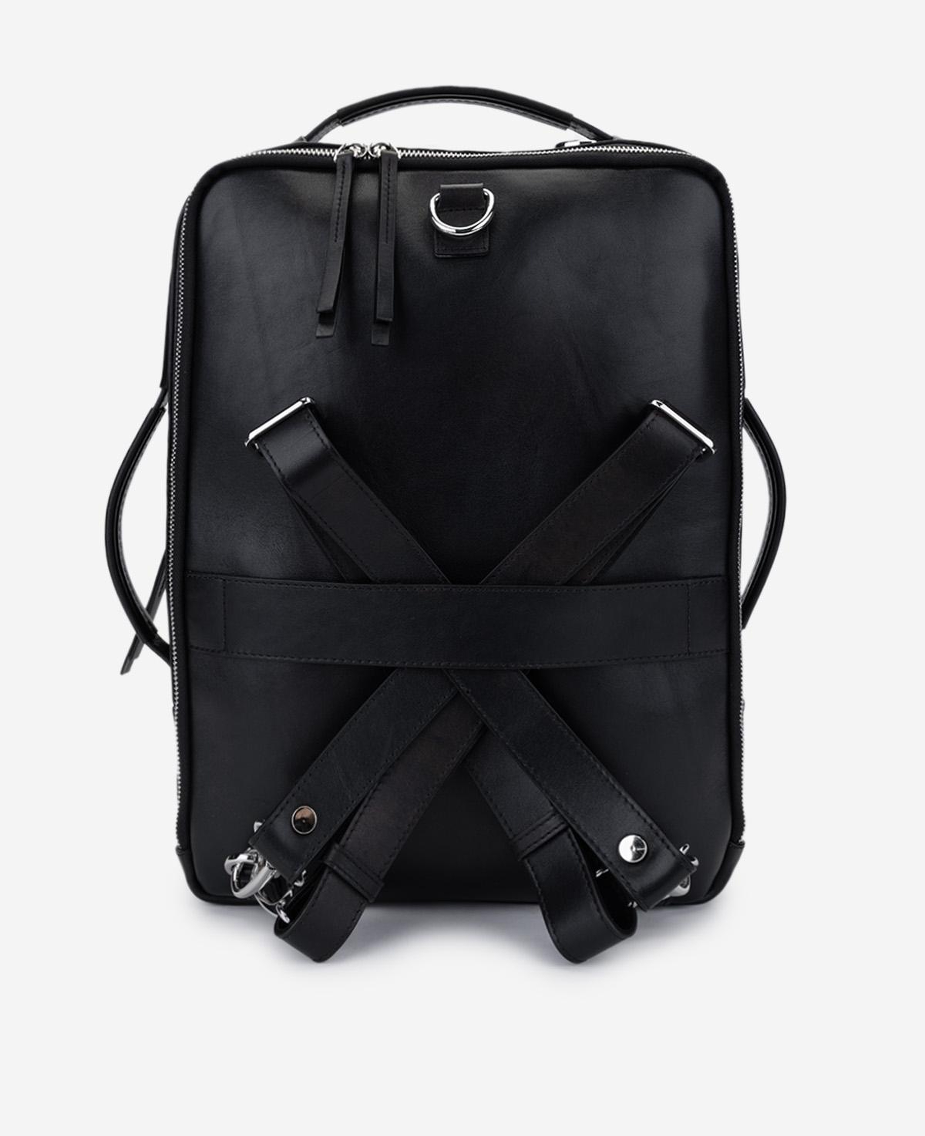 Valmenti Erkek Hakiki Deri Siyah Eskitme Sırt & Evrak Çantası