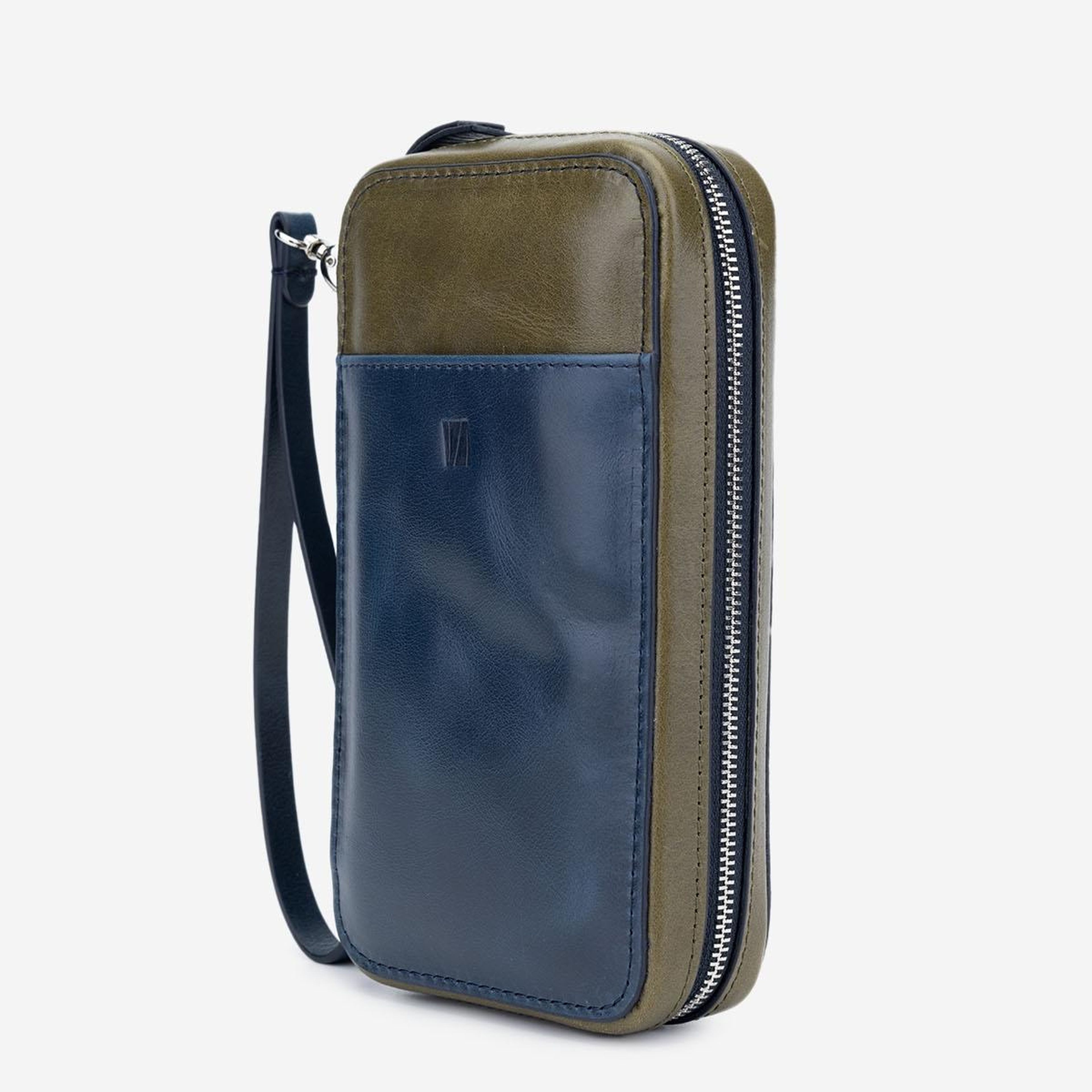 Valmenti Erkek Hakiki Deri Lacivert El Çantası