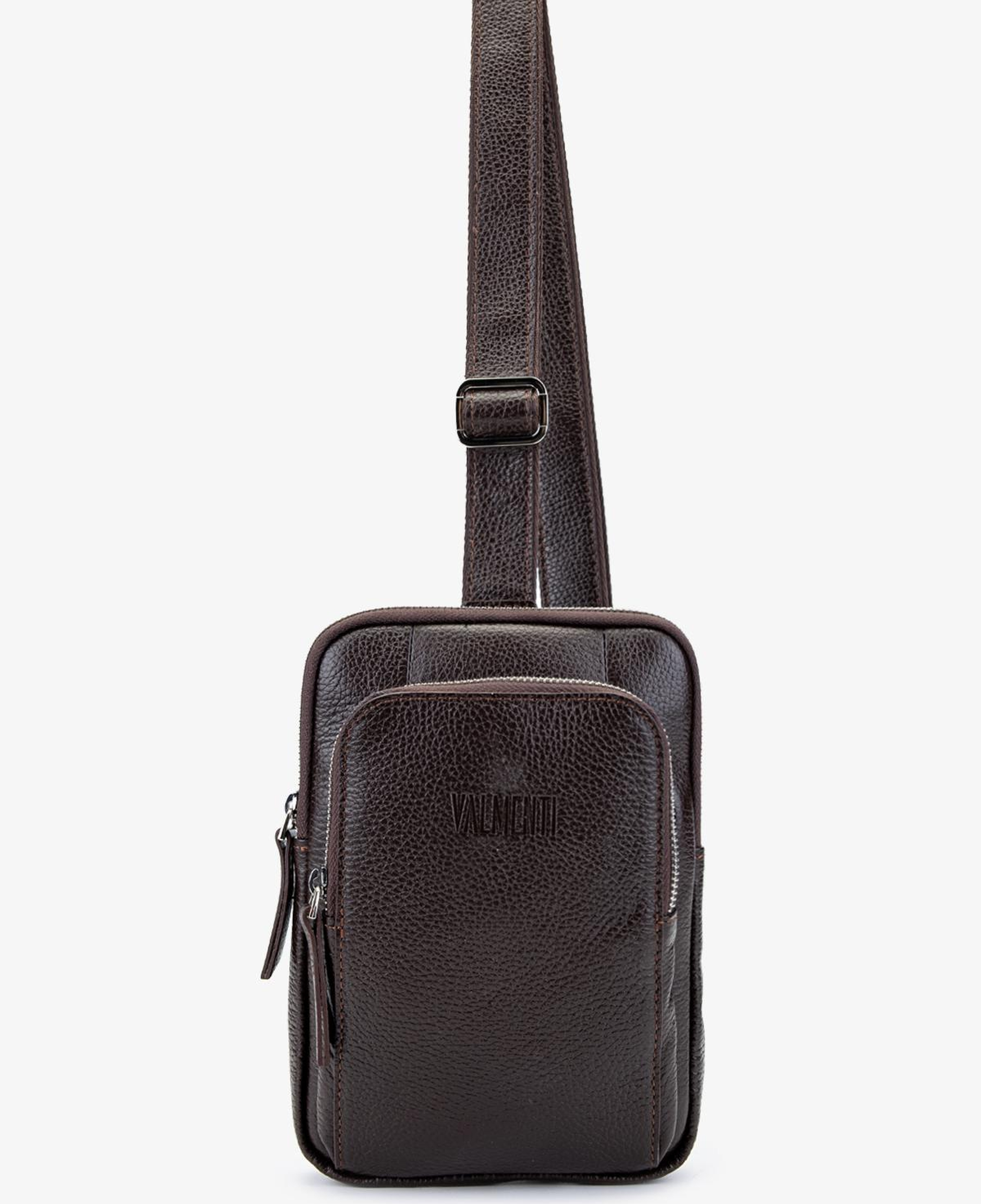 Valmenti Erkek Hakiki Deri Kahverengi Body Bag Çanta