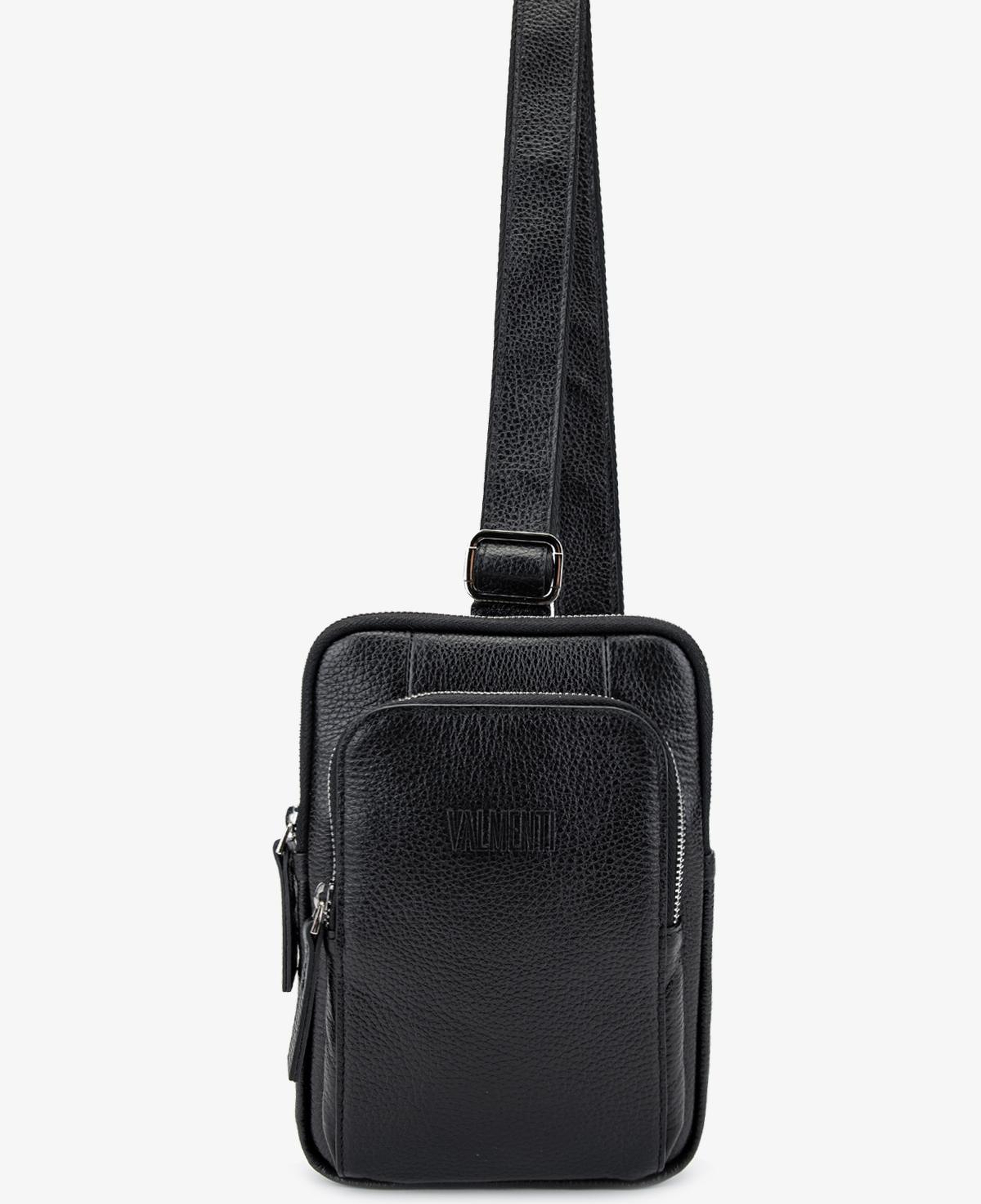 Valmenti Erkek Hakiki Deri Siyah Floter Body Bag Çanta