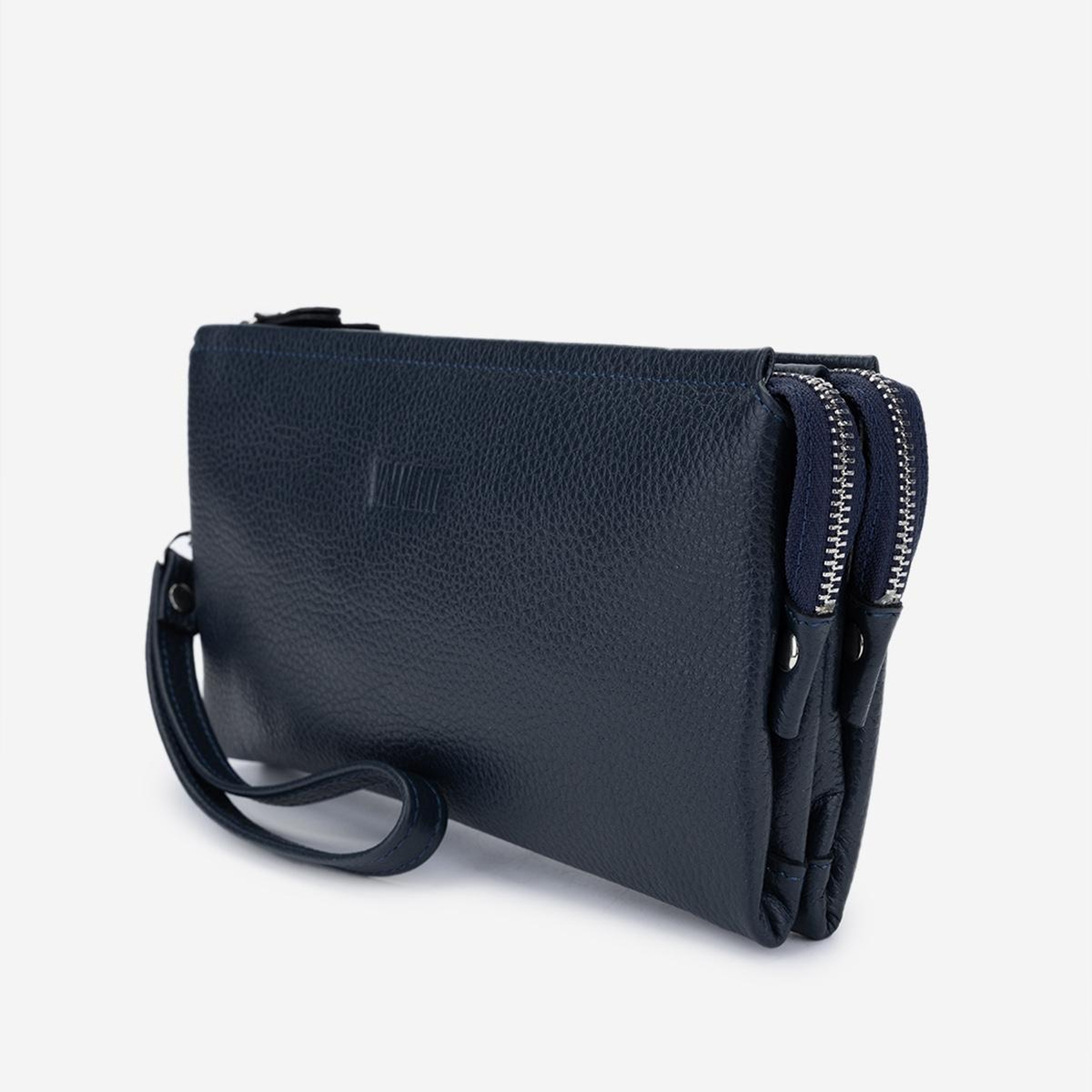 Valmenti Erkek Hakiki Deri Lacivert El Çantası