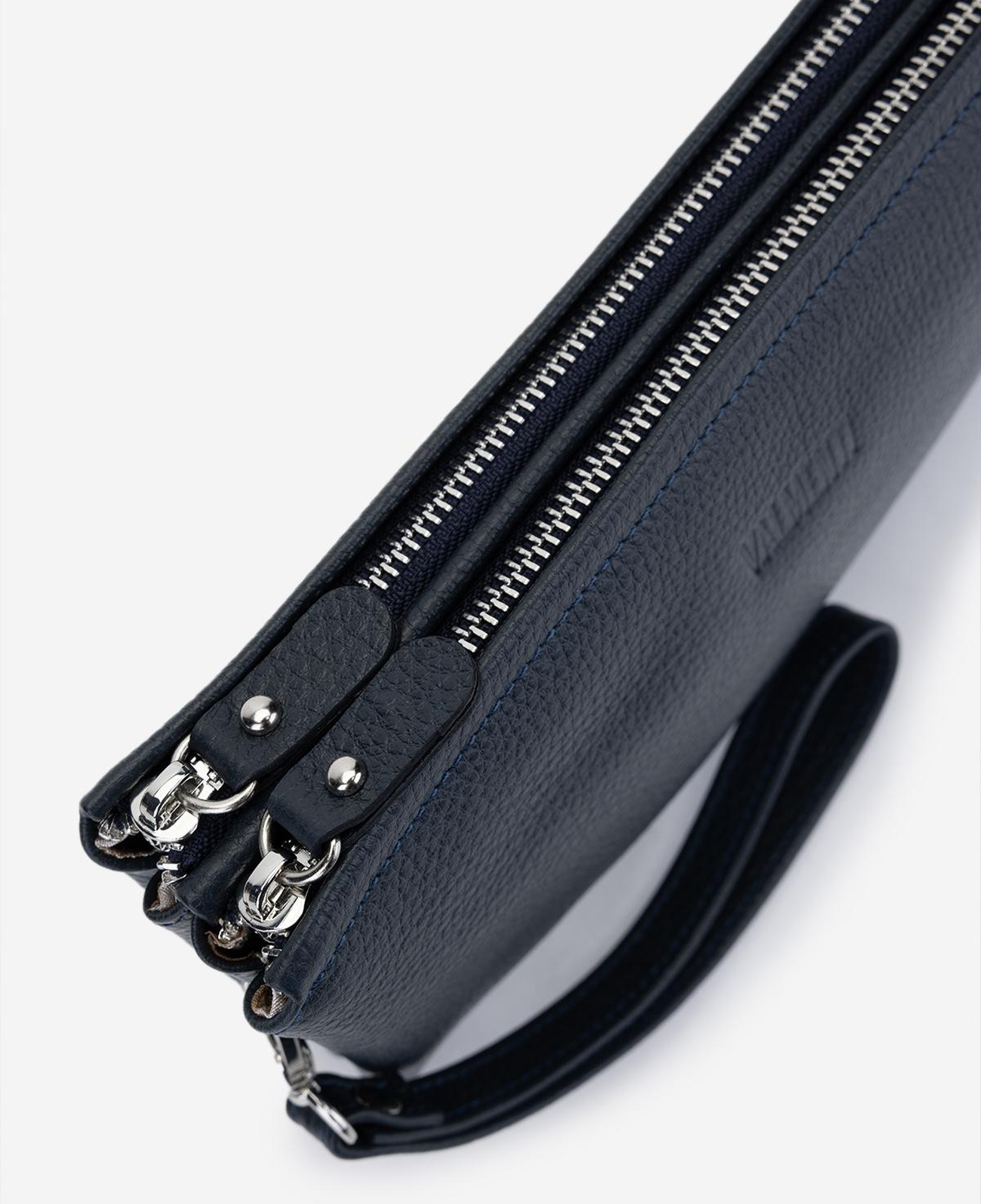 Valmenti Erkek Hakiki Deri Lacivert El Çantası