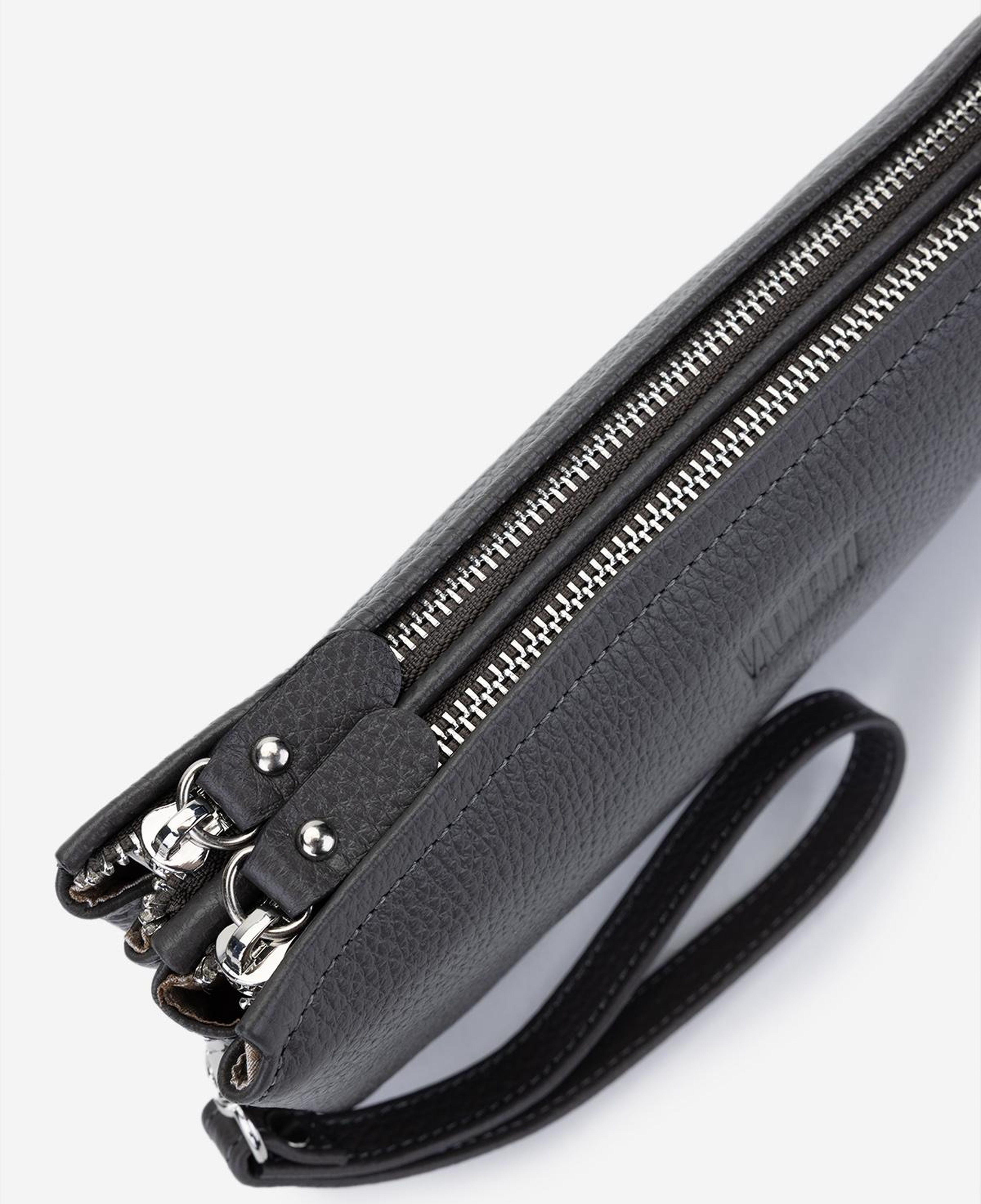 Valmenti Erkek Hakiki Deri Gri El Çantası