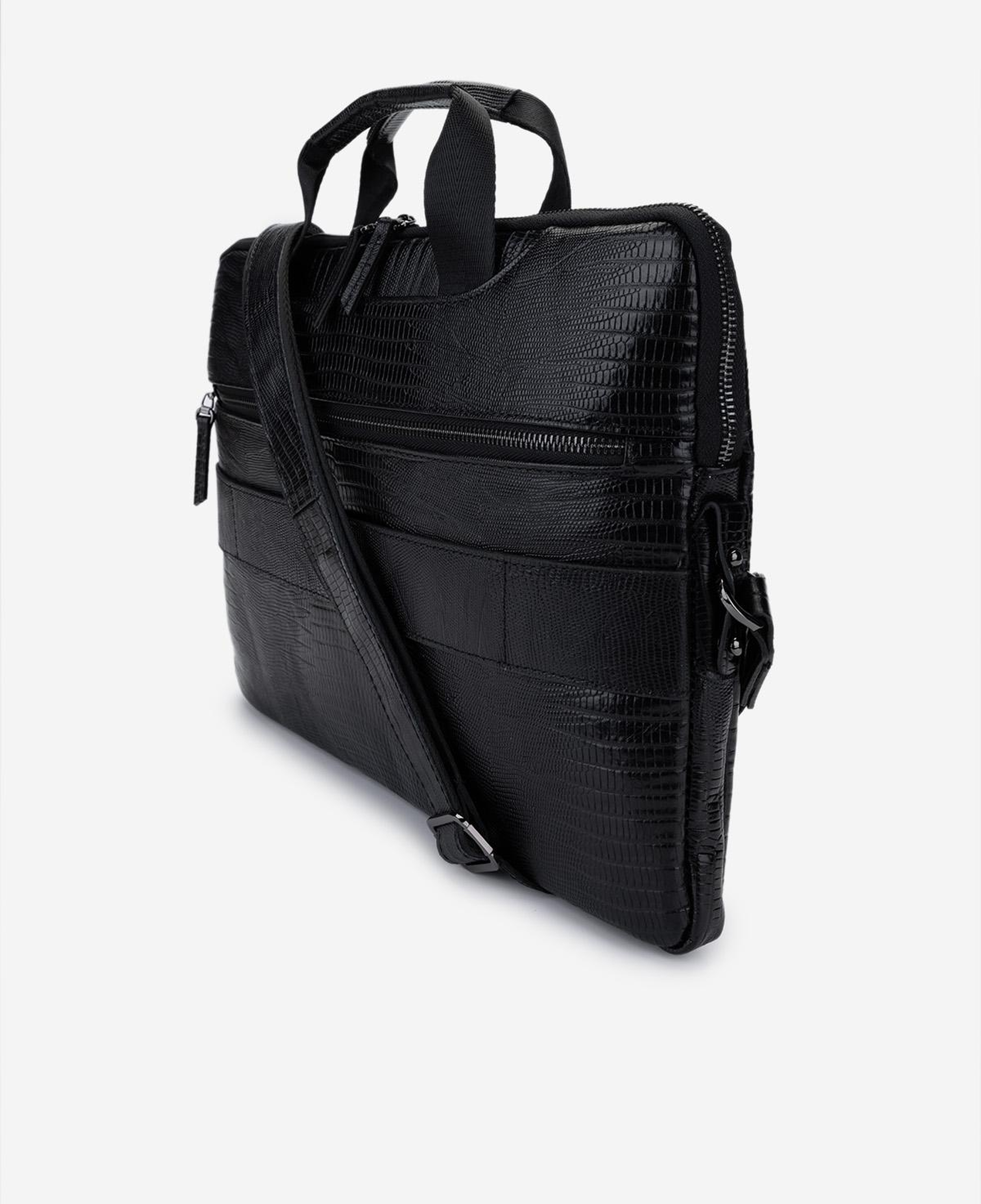 Valmenti Erkek Hakiki Deri Siyah Lazer Evrak Çantası